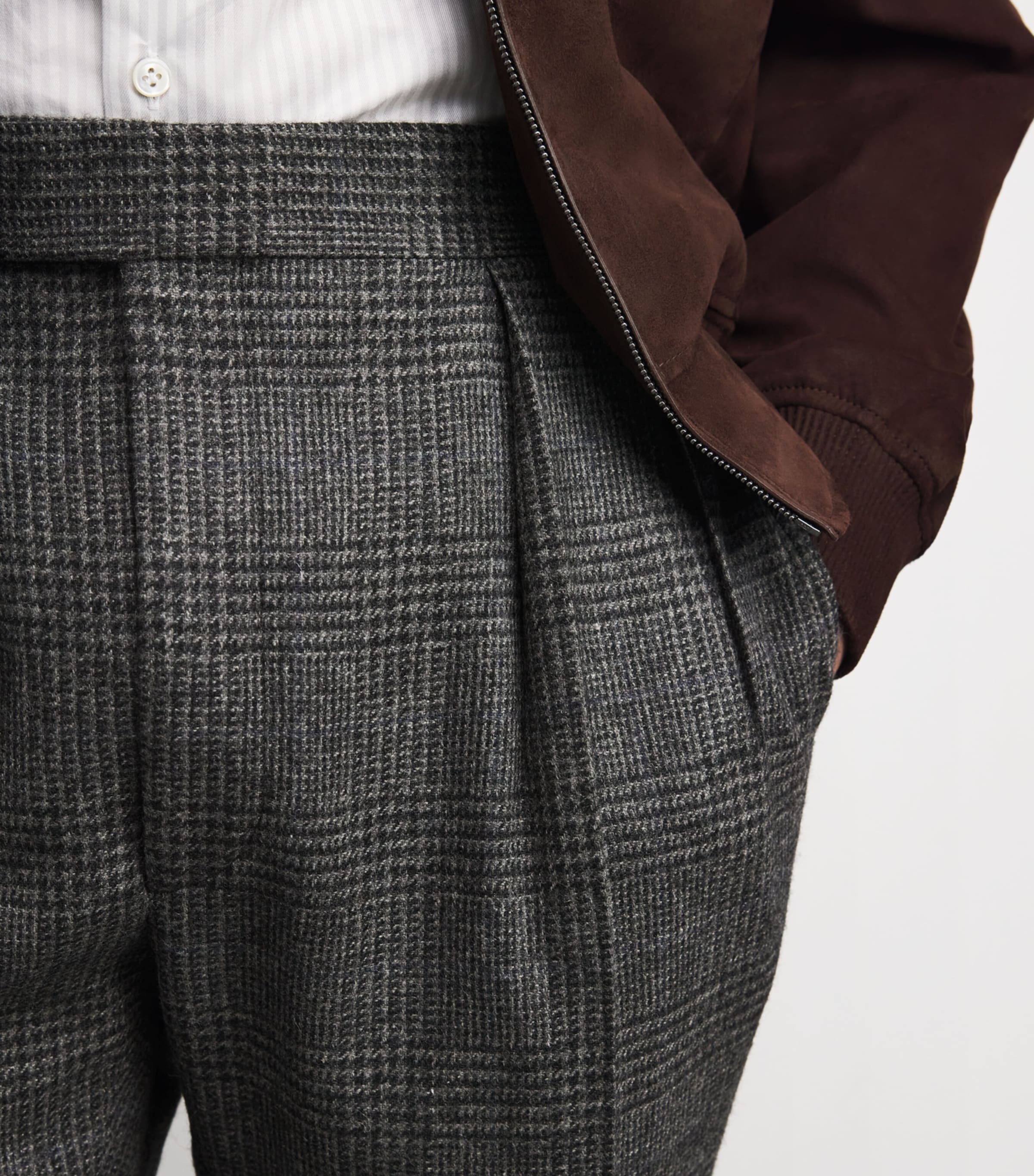 Wool Check Trousers MED GRY MU Image 6