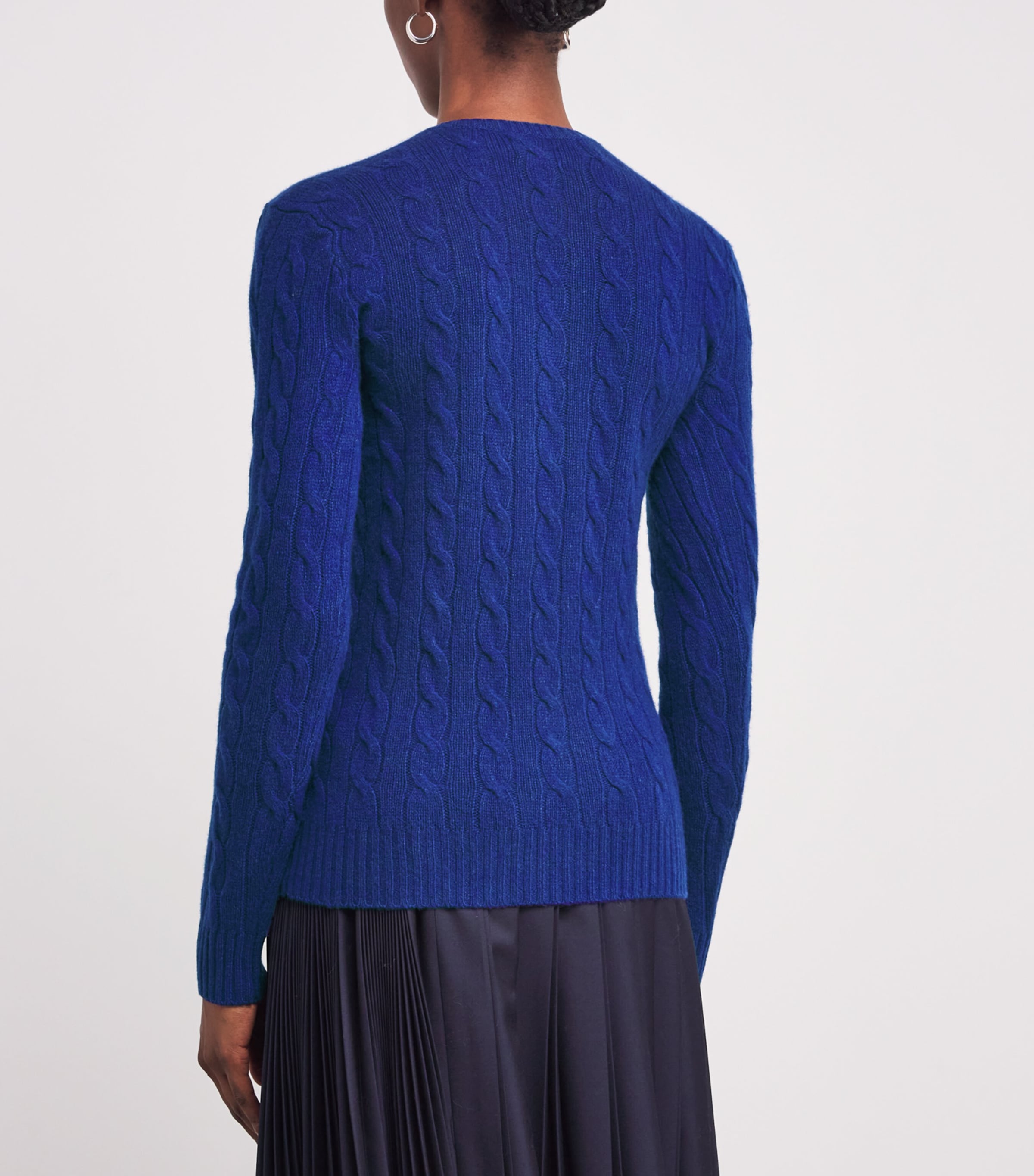 Wool-Cashmere Cable-Knit Sweater WINTER NIGHT NAVY Image 4