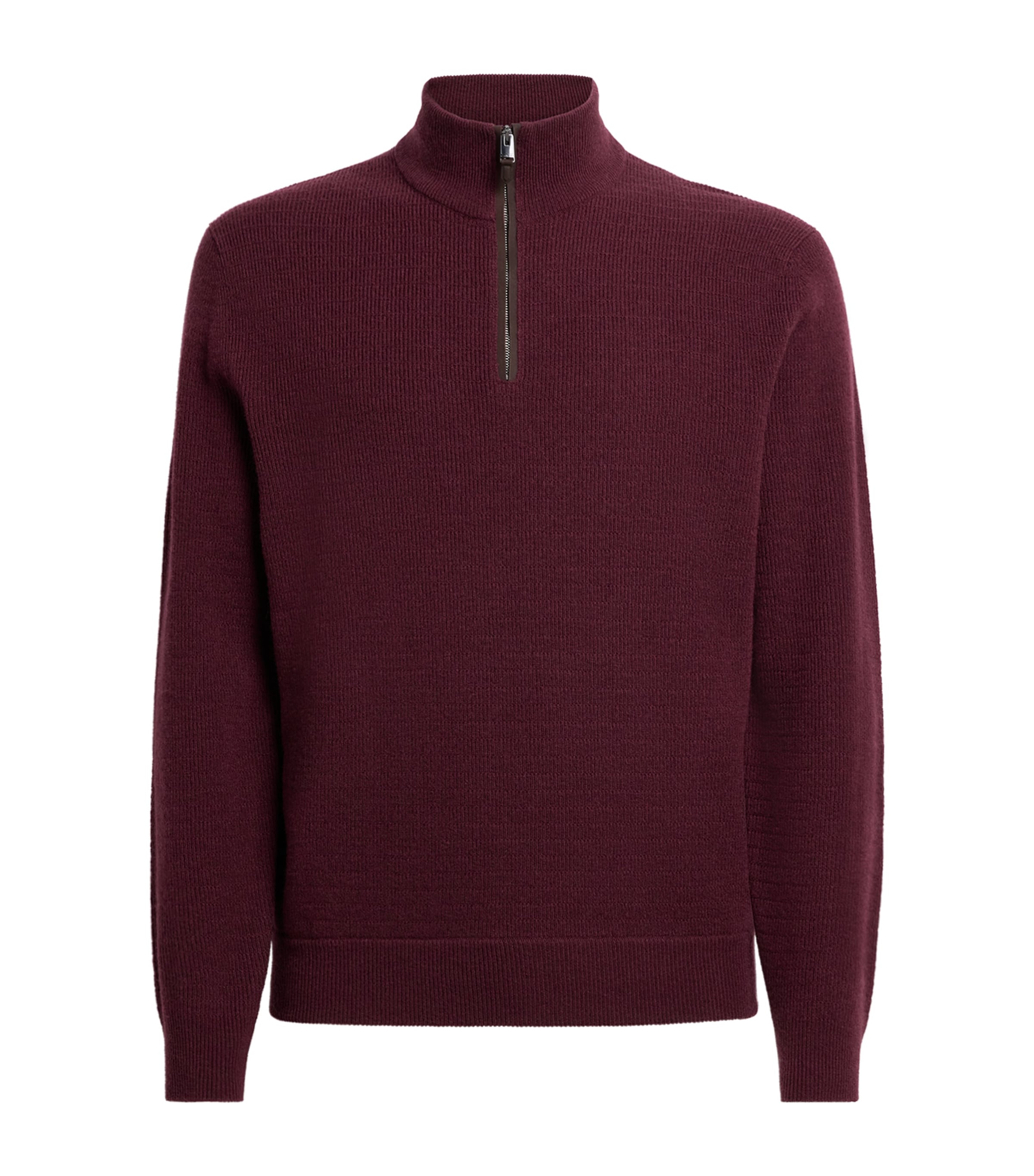 Canali Mens Virgin Wool-Cashmere Quarter-Zip Sweater Red Image 1
