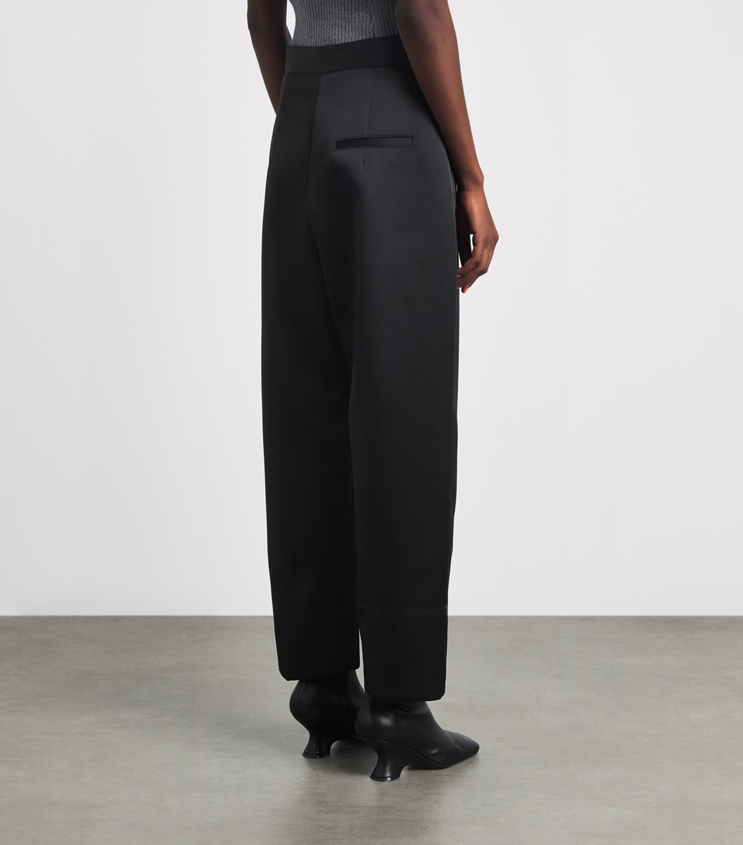 Source Unknown Womens Satin Wide-Leg Tuxedo Trousers Black Image 5