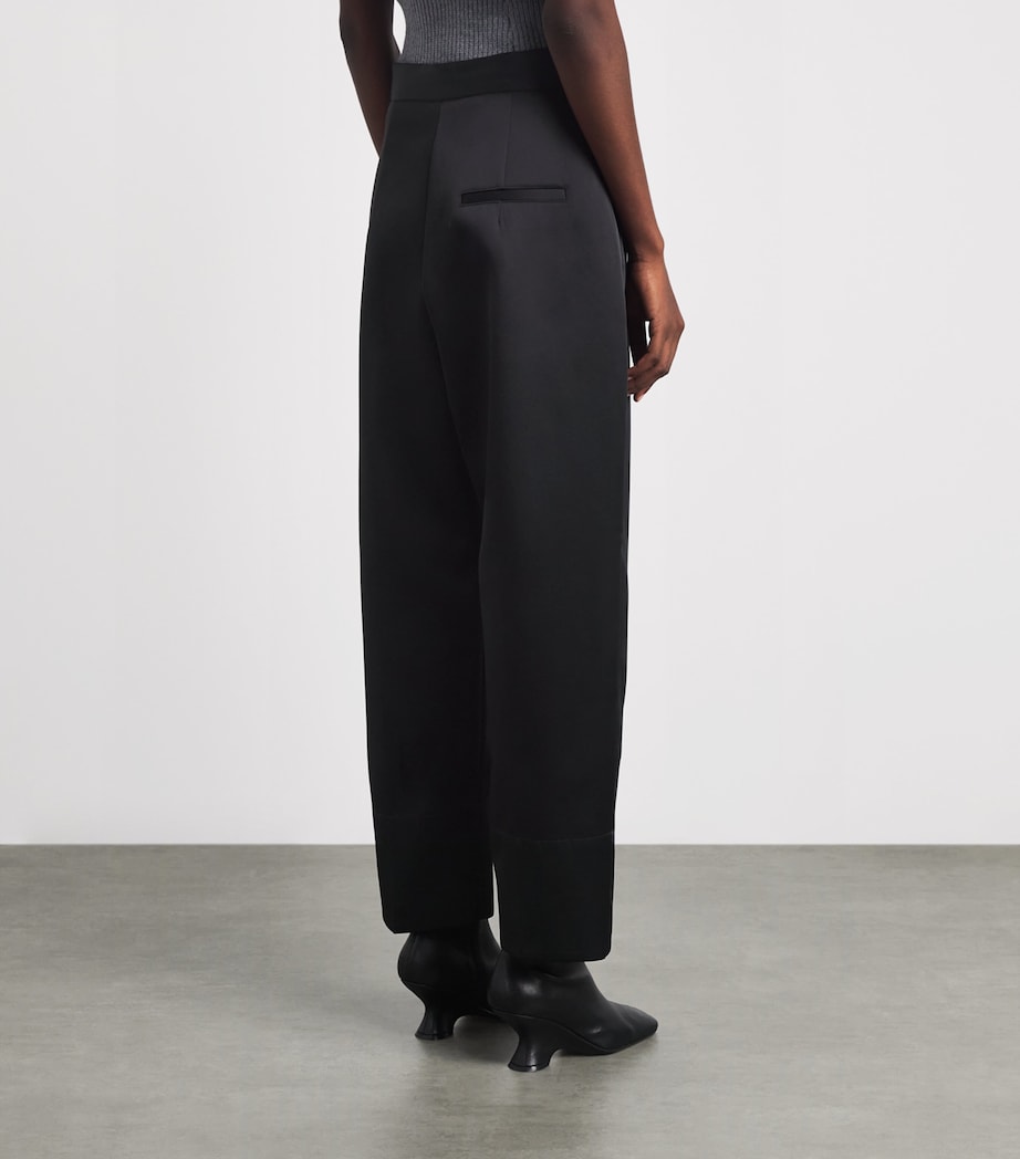 Source Unknown Womens Satin Wide-Leg Tuxedo Trousers Black Image 5