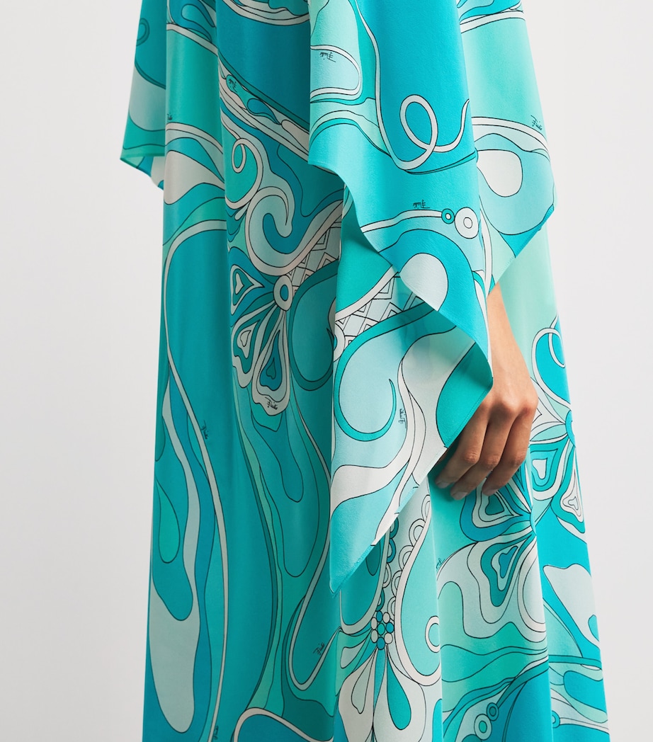 Silk Orchidee Print Kaftan 019/TURQUOISE Image 5