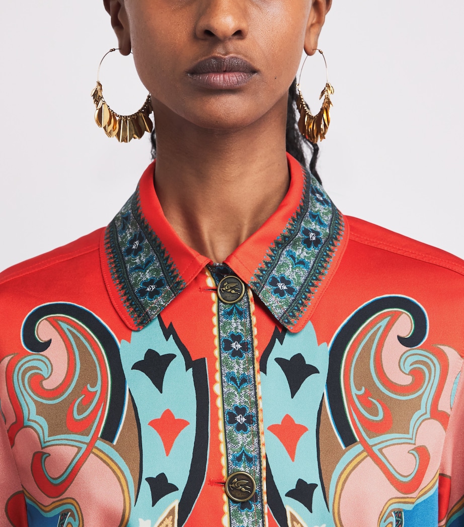 Etro Womens Paisley Belted Overshirt Blue Print Image 3