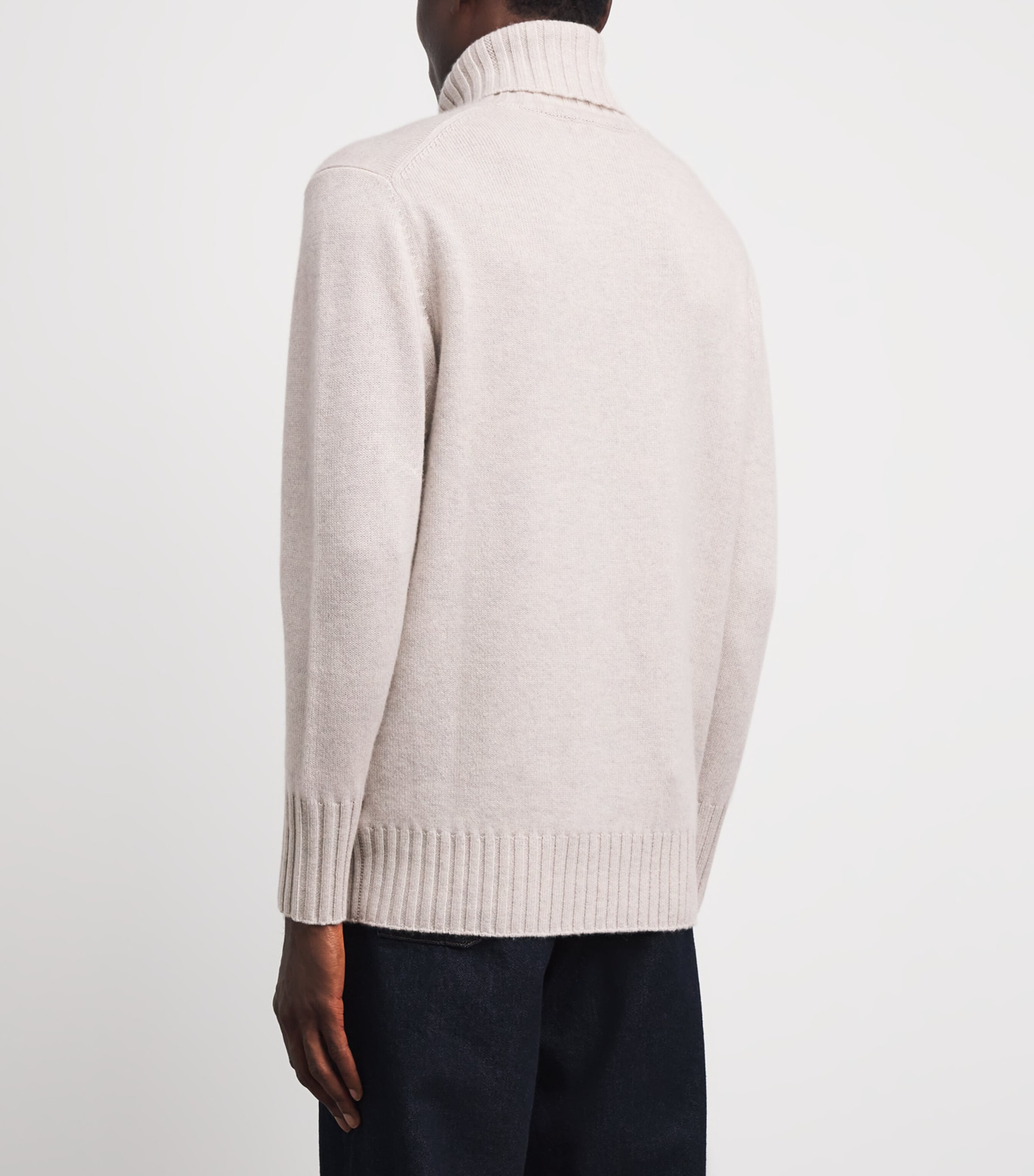 N.Peal Mens Cashmere Brompton Rollneck Sweater Pebble Grey Image 5