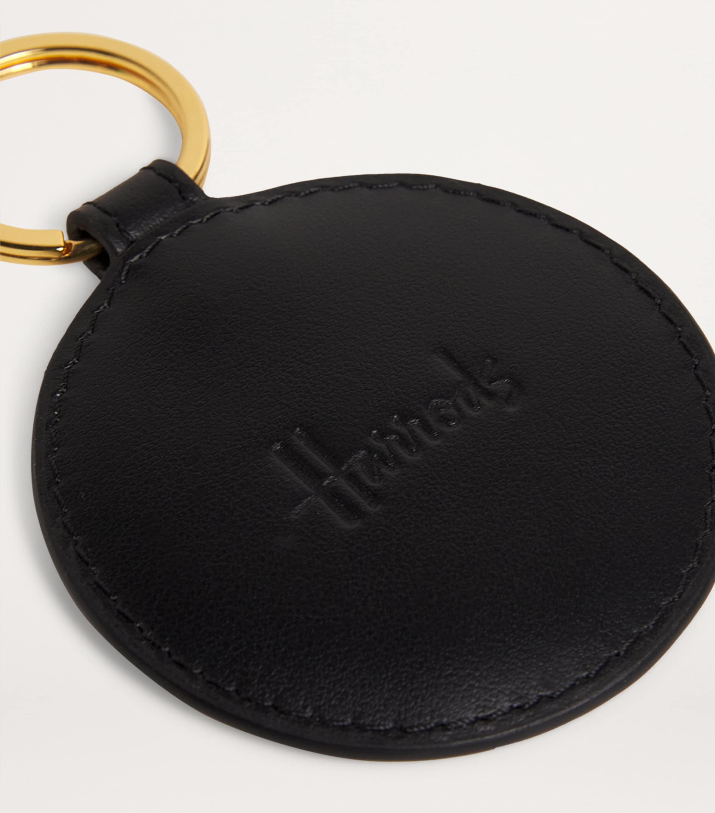 Leather Logo Keyring BLACK Image 2