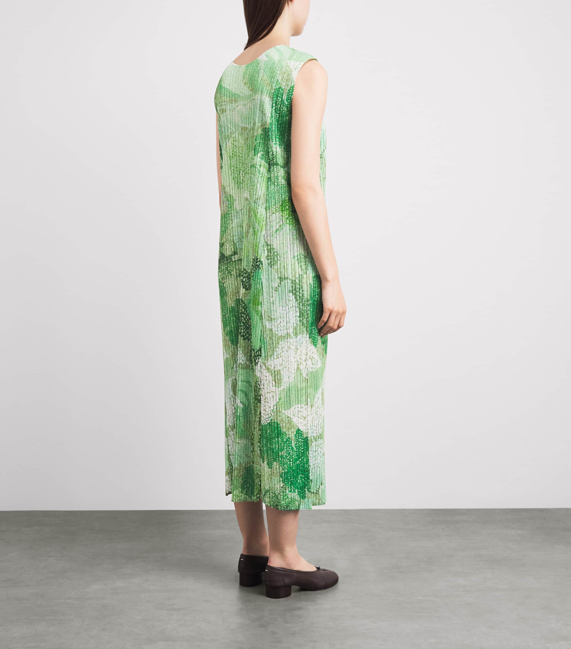 Pleats Please Issey Miyake Womens Pleated Foggy Forest Midi Dress Grass Green Image 5