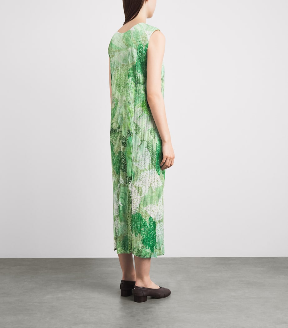 Pleats Please Issey Miyake Womens Pleated Foggy Forest Midi Dress Grass Green Image 5