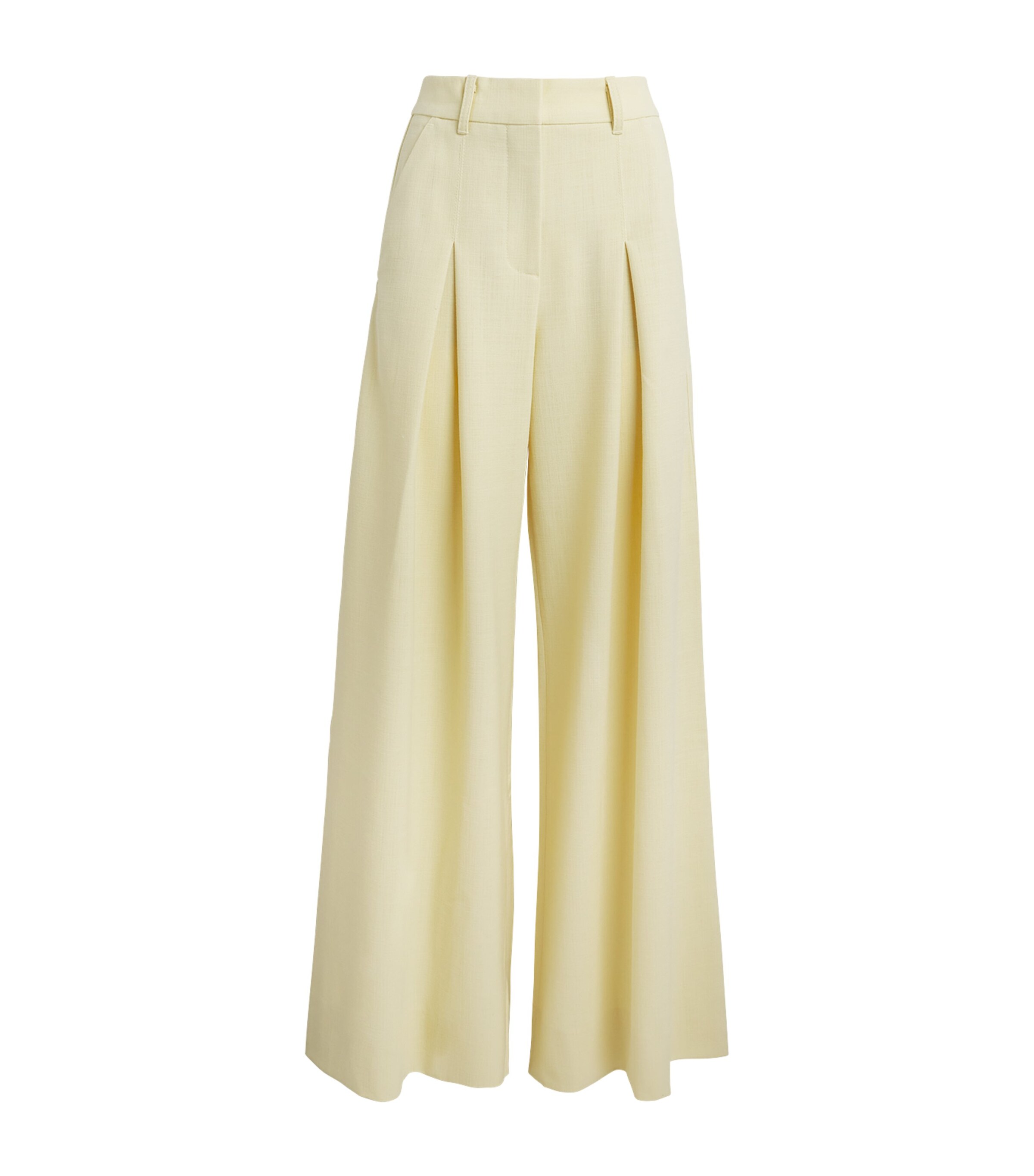 ME+EM Womens Pleated Wide-Leg Trousers Dusted Lemon Yellow Image 1