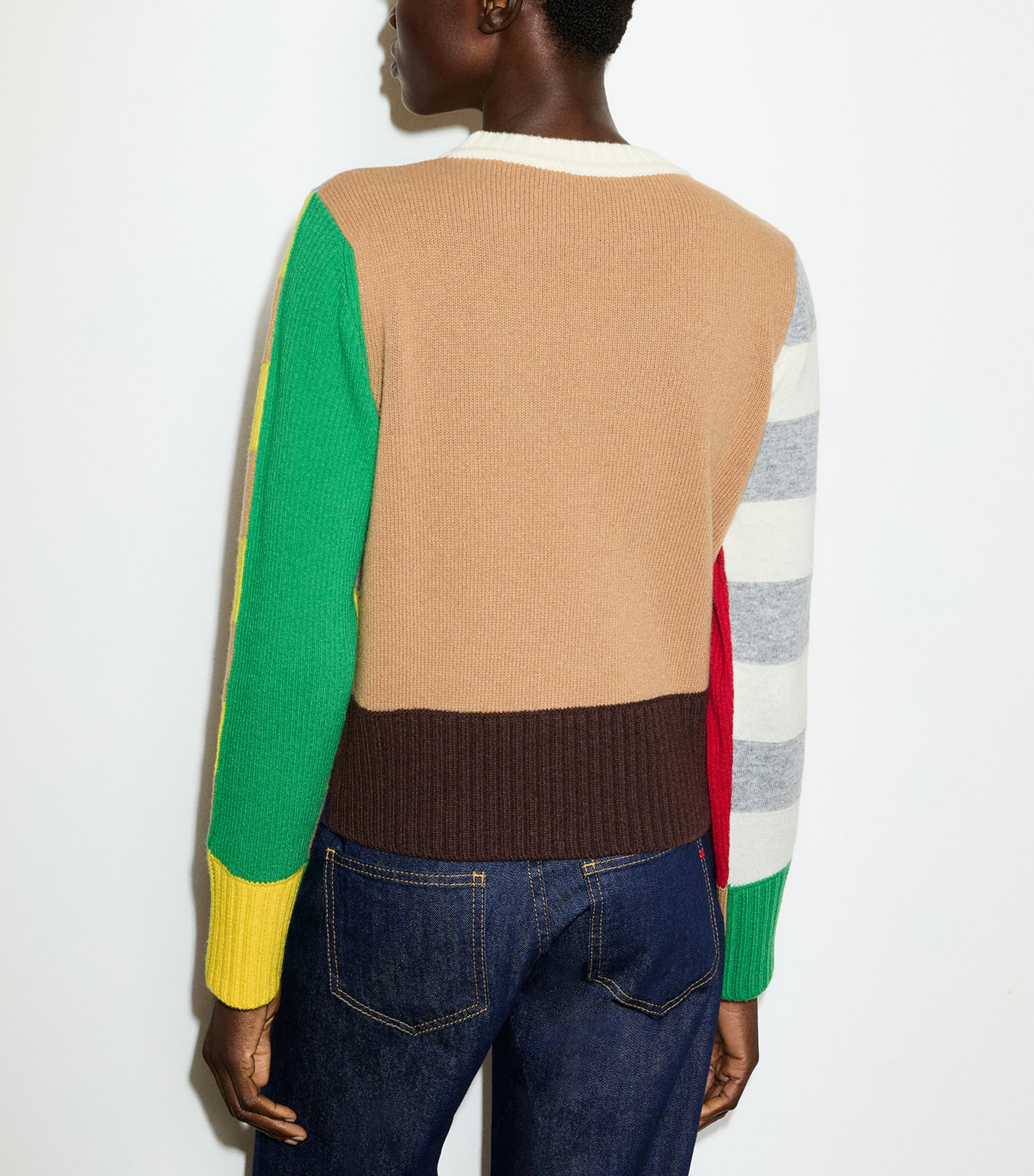 MAX&Co. Womens Virgin Wool Patchwork Sweater Grey Image 3