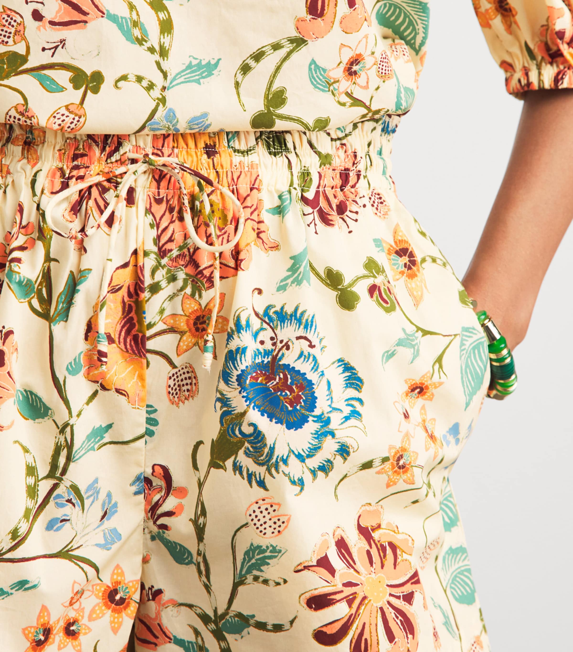 Ulla Johnson Womens Cotton Marnie Floral Paper Bag Shorts Abalone Image 4