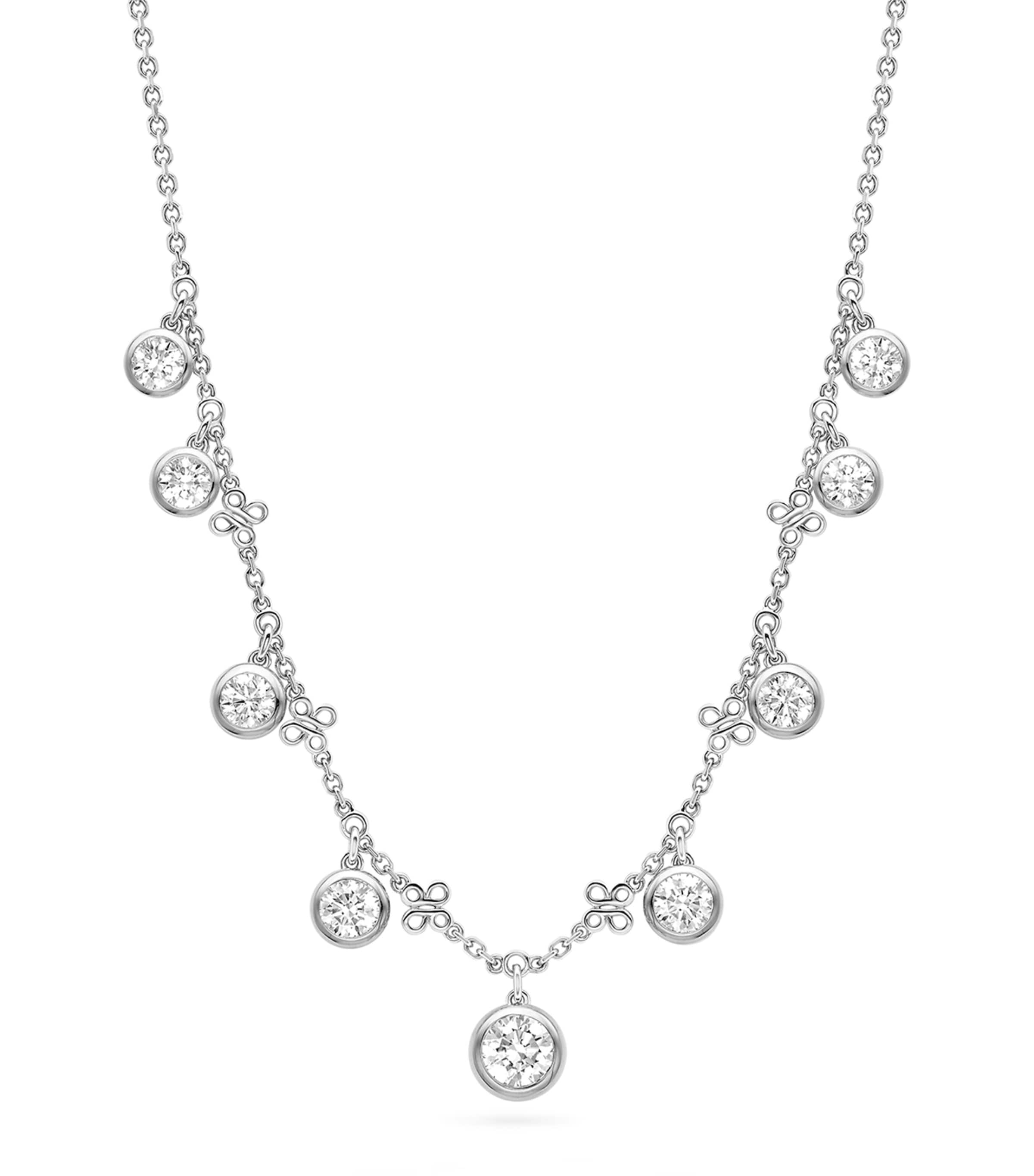 Boodles Large Platinum And Diamond Beach Necklace In Silver