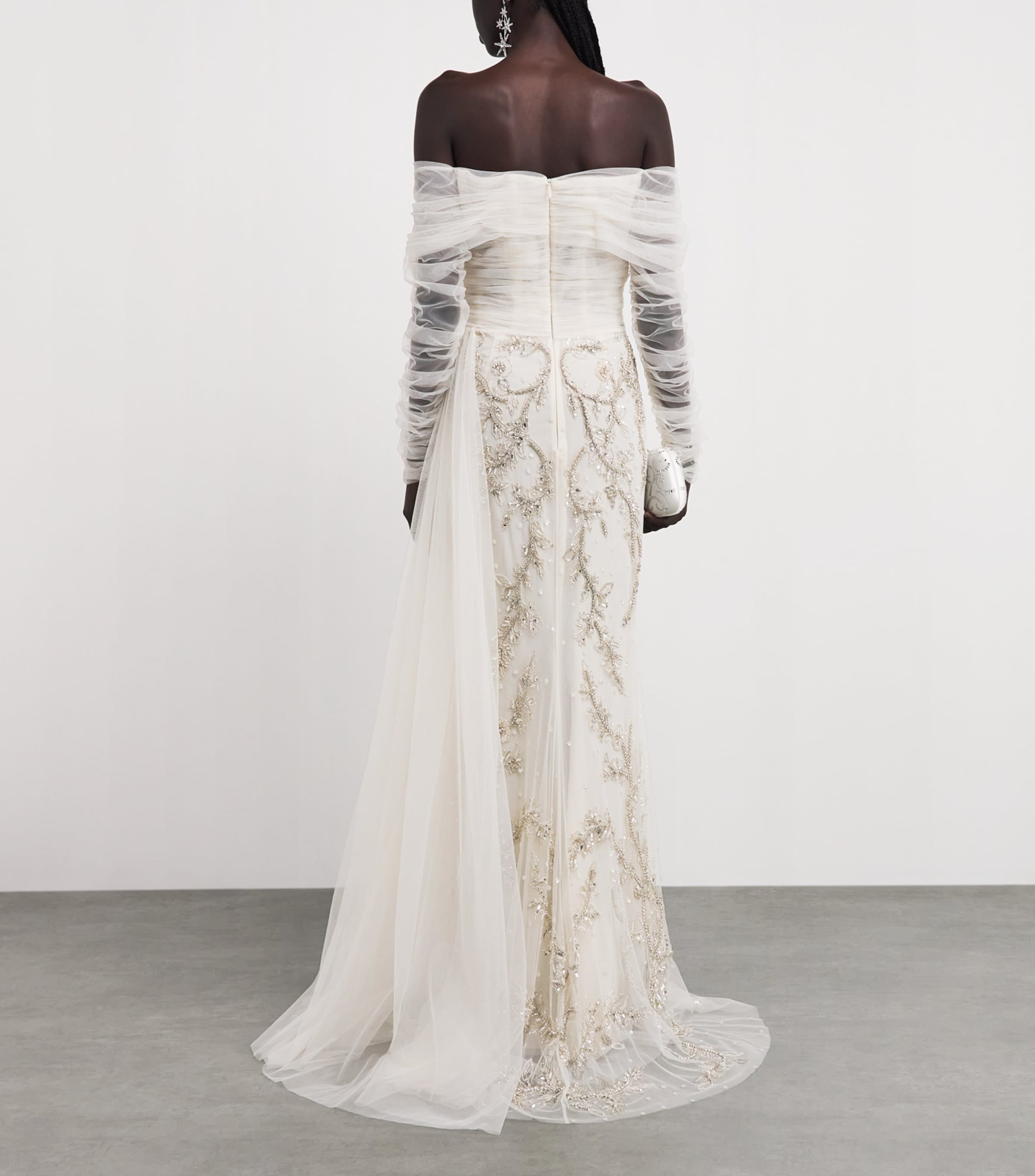 Zuhair Murad Womens Embroidered Off-The-Shoulder Gown Birch Image 4