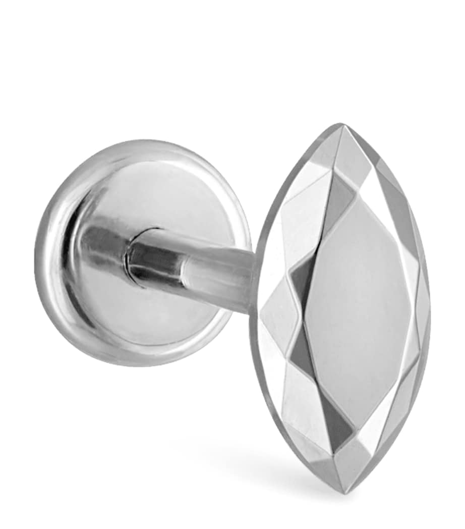 Faceted Marquise Threaded Stud Single Earring (5.5mm) WHITE GOLD Image 1