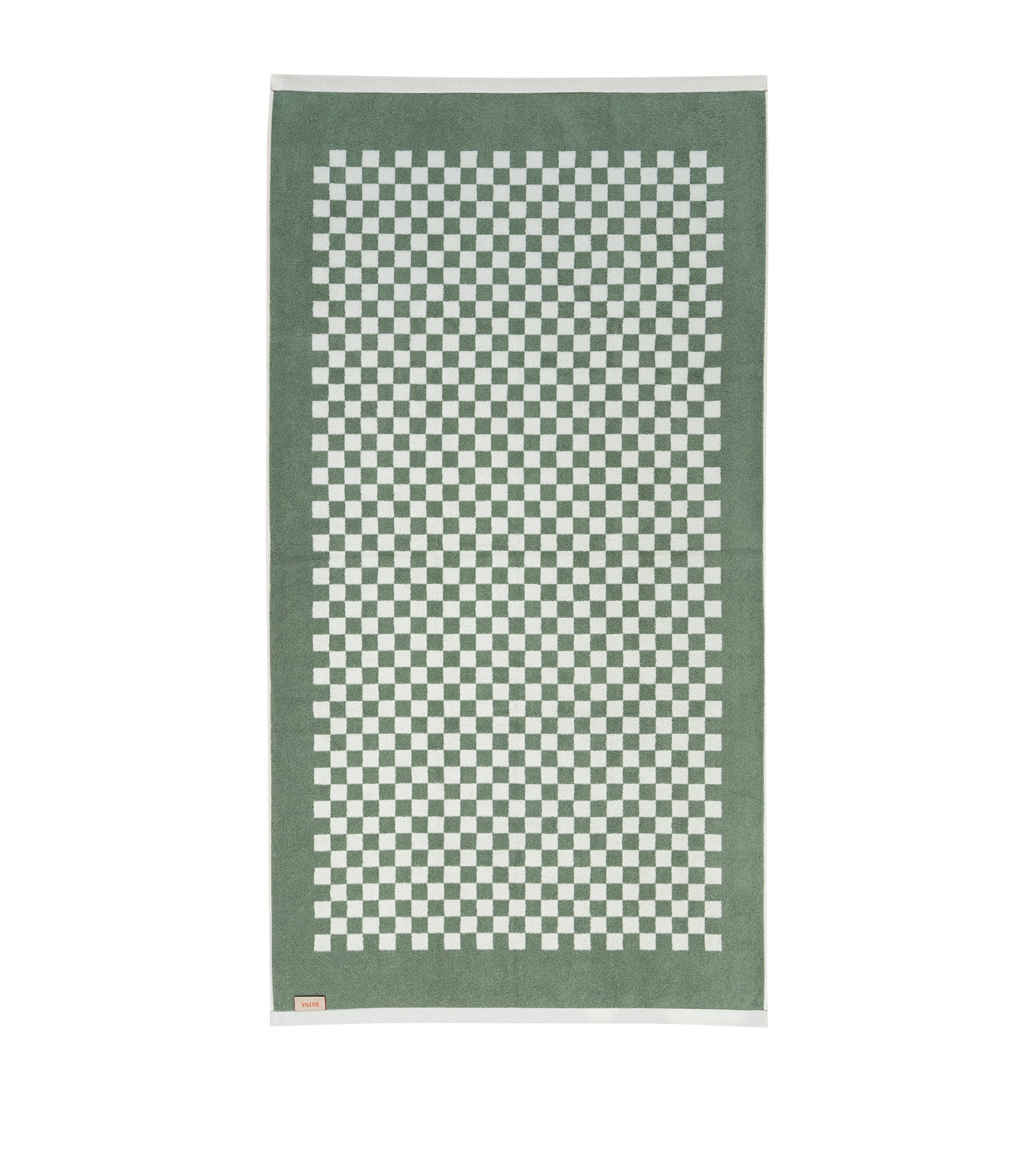 Check Roman Beach Towel (90cm x 170cm) SAGE / CHALK Image 3