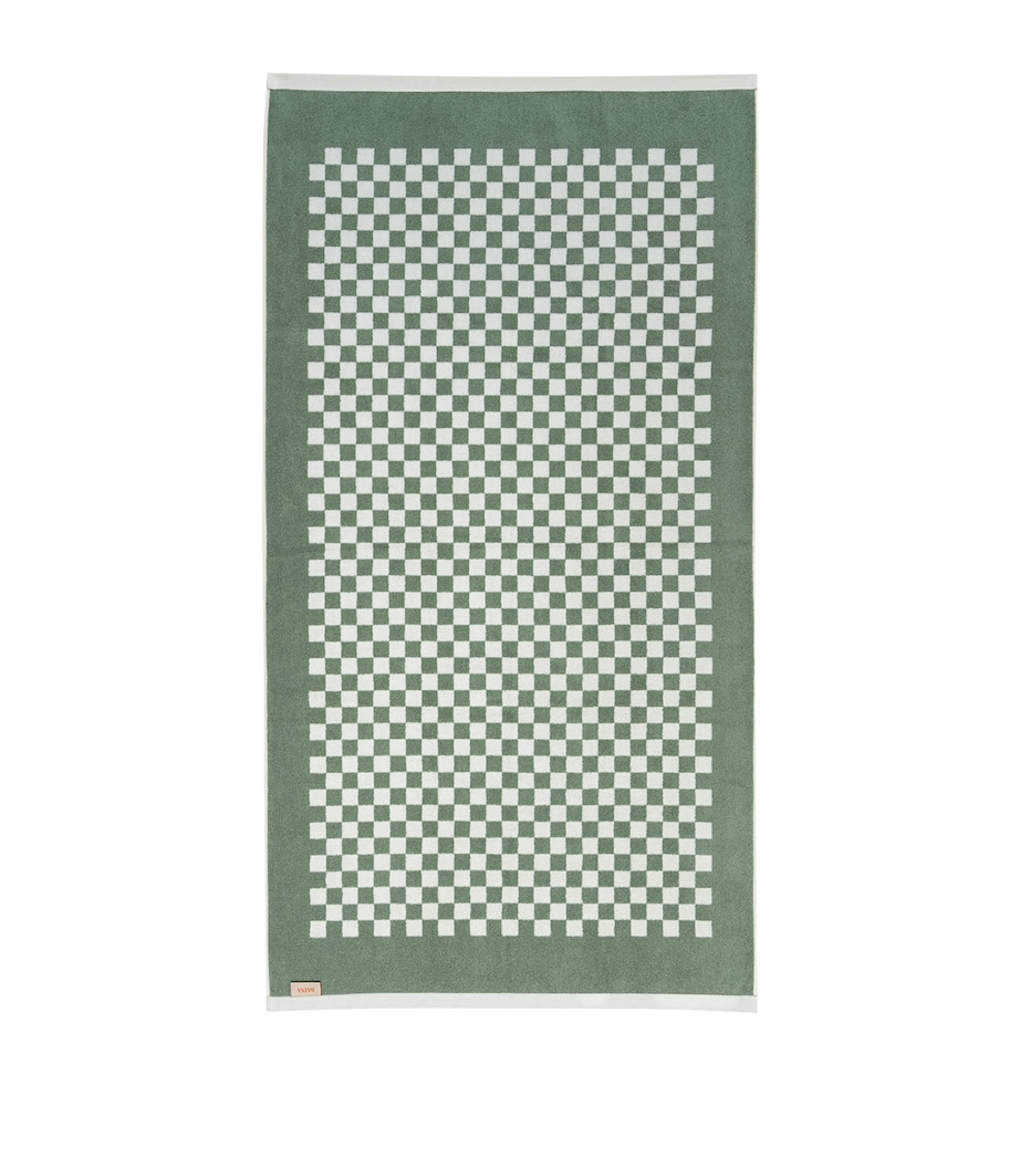 Check Roman Beach Towel (90cm x 170cm) SAGE / CHALK Image 3