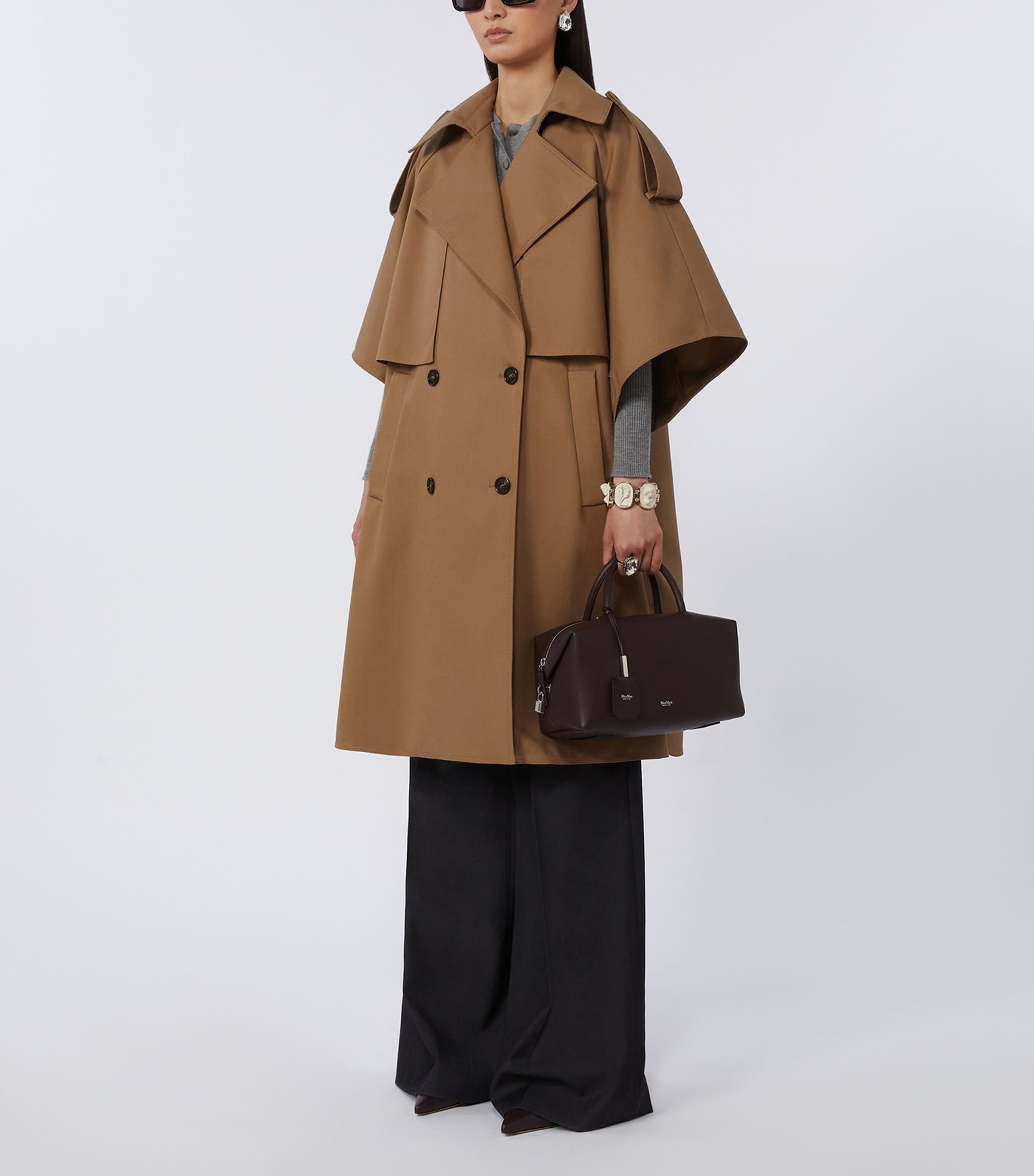 Max Mara Womens Cashmere Double-Breasted Cape Colonial Image 3