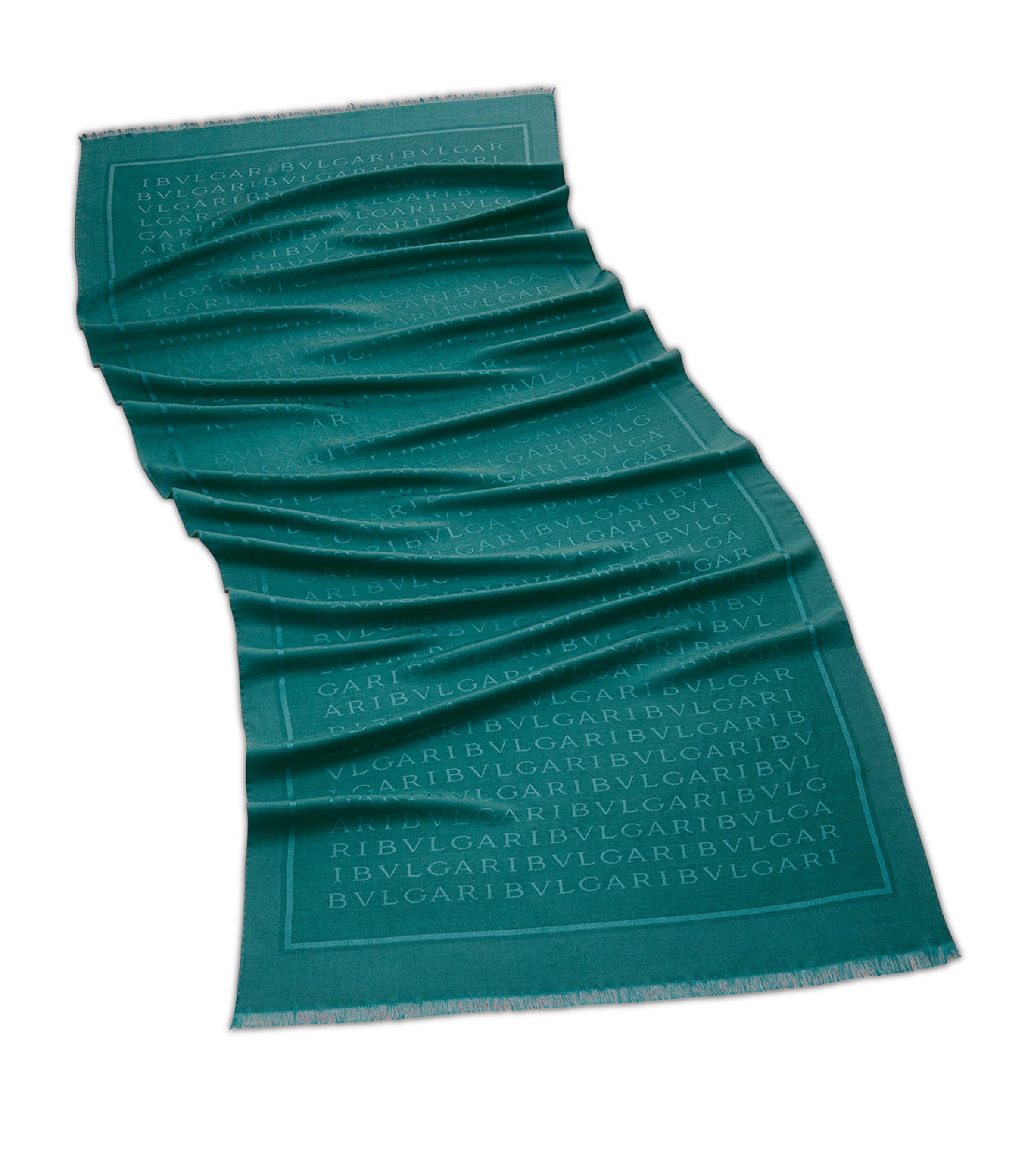 Silk-Wool Logo Stole GREEN LIGHT Image 1