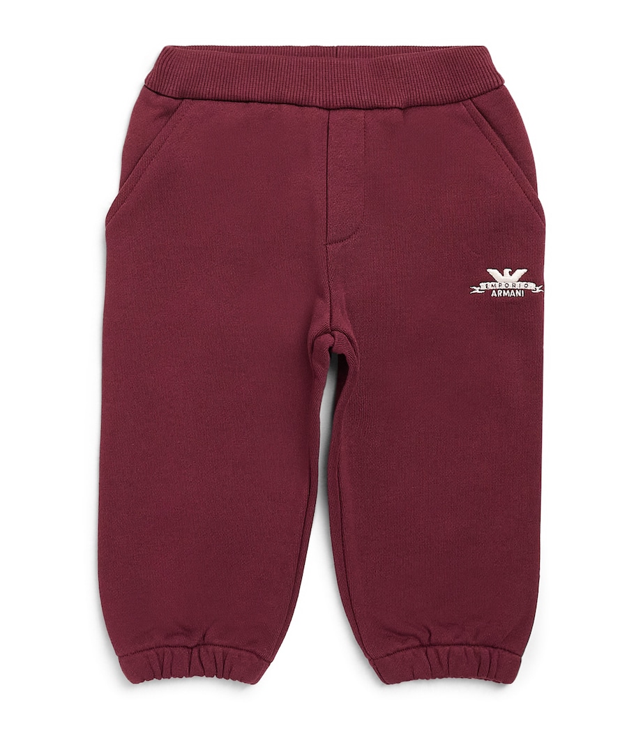Emporio Armani Kids Cotton Logo Sweatpants (6-36 Months) Maroon Banner Image 1