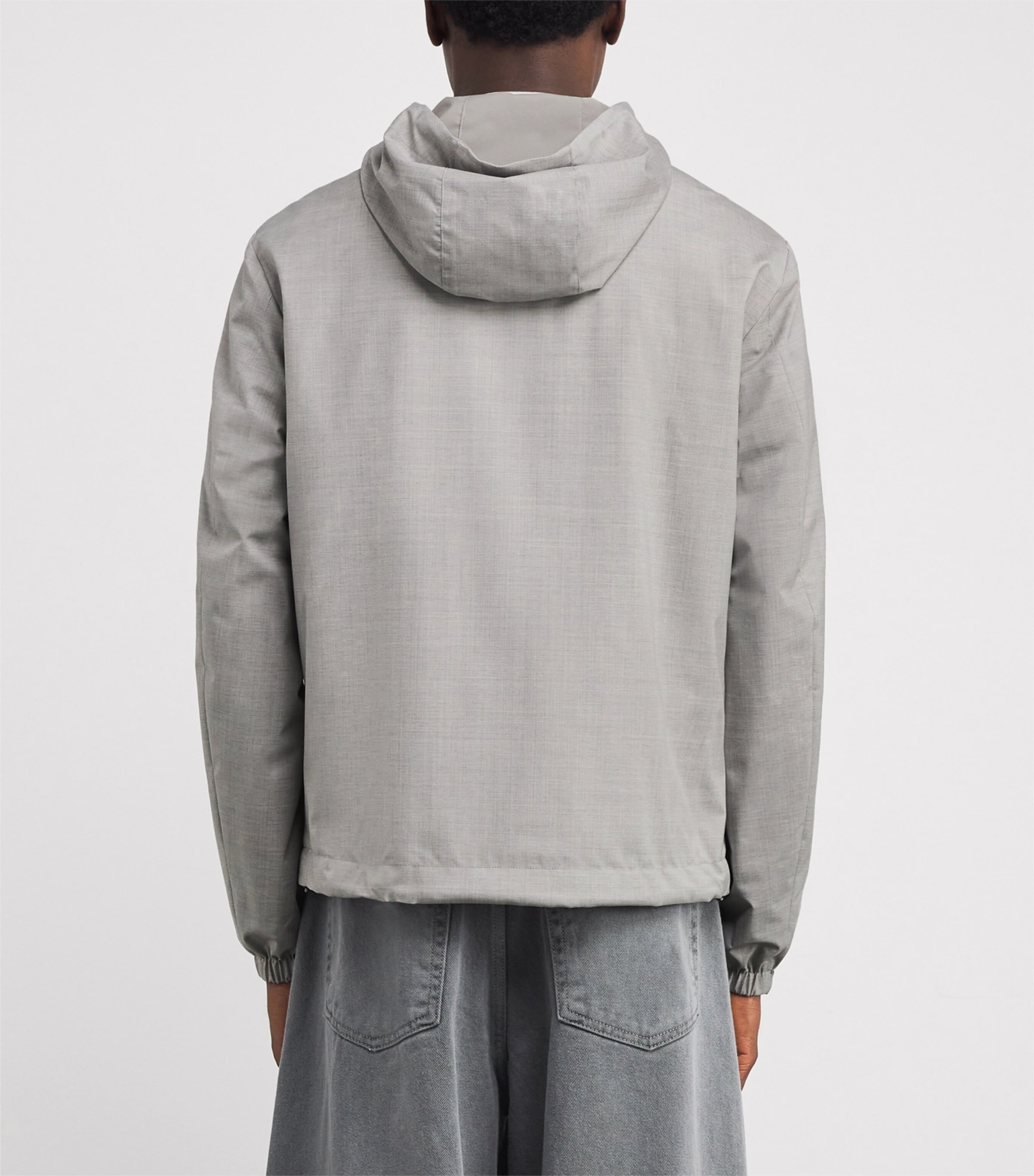 Cotton-Blend Green Storm System Reversible Windbreaker 064 GRIGIO MEDIO Image 4