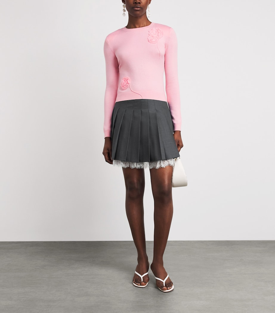 Self-Portrait Womens Pleated Mini Skirt Grey Image 2