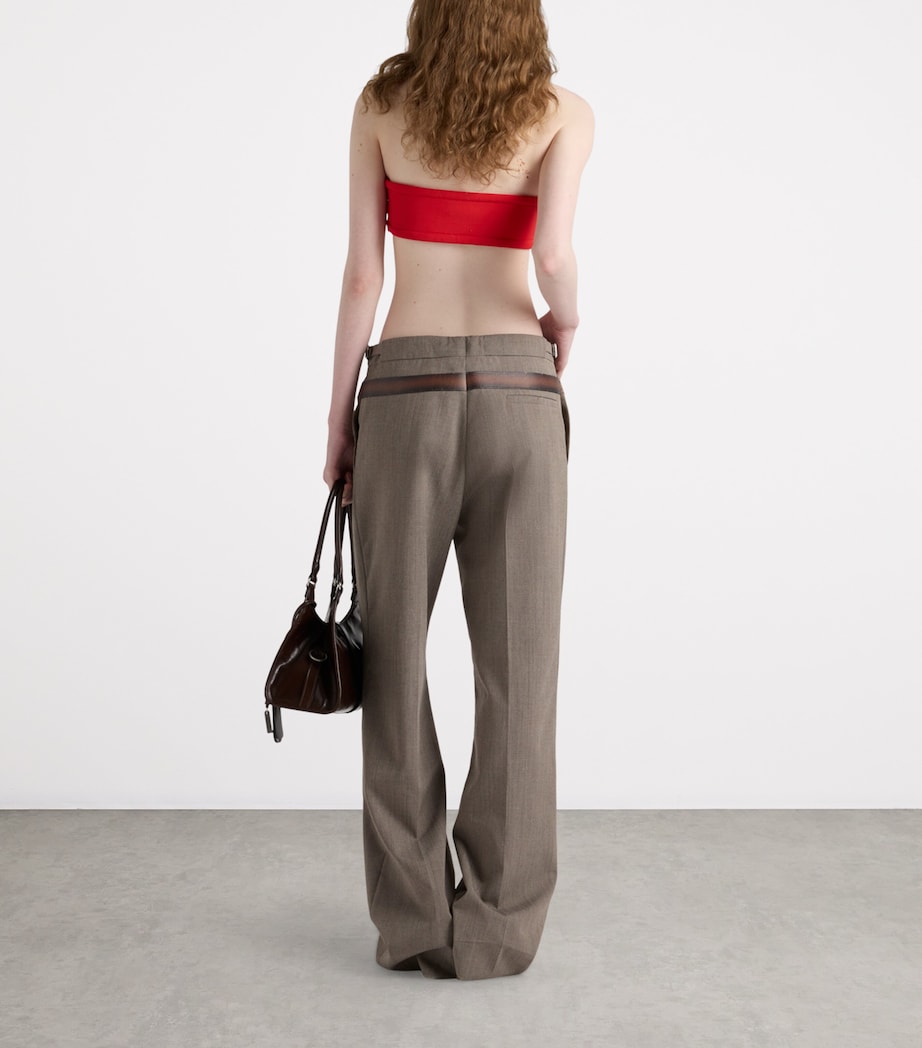 Technical Wool Belted Tailored Trousers F0572 Image 4