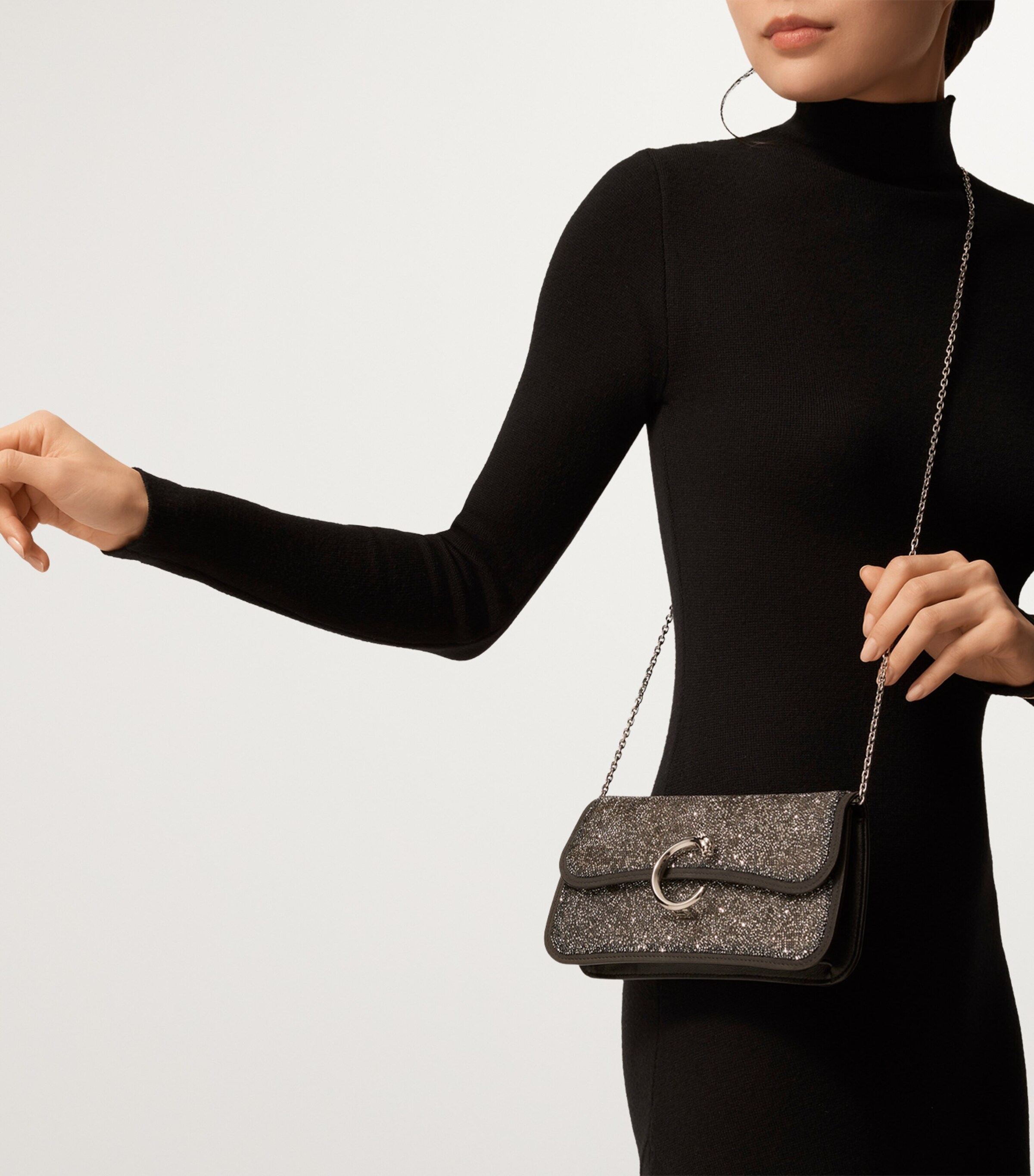 Cartier Mini Embellished Panthère de Cartier Cross-Body Bag Silver & Black Image 2