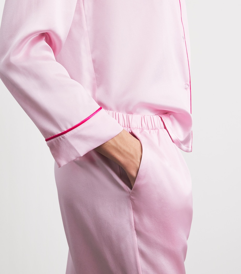 MANITO Womens Mulberry Silk Macaron Pyjamas Orchid Pink Image 5