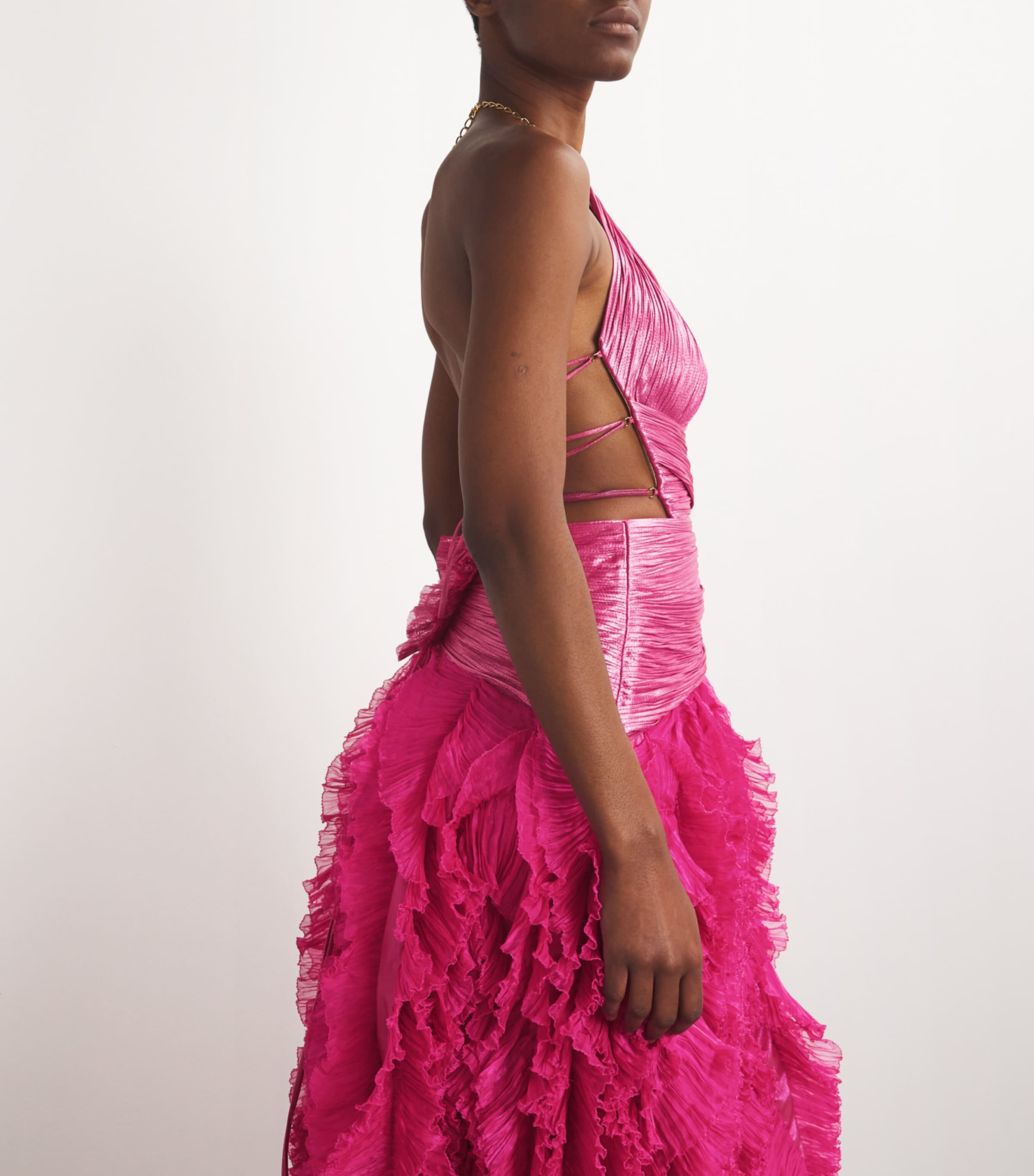Maria Lucia Hohan Womens Frill-Detail Taylor Gown Raspberry Image 4