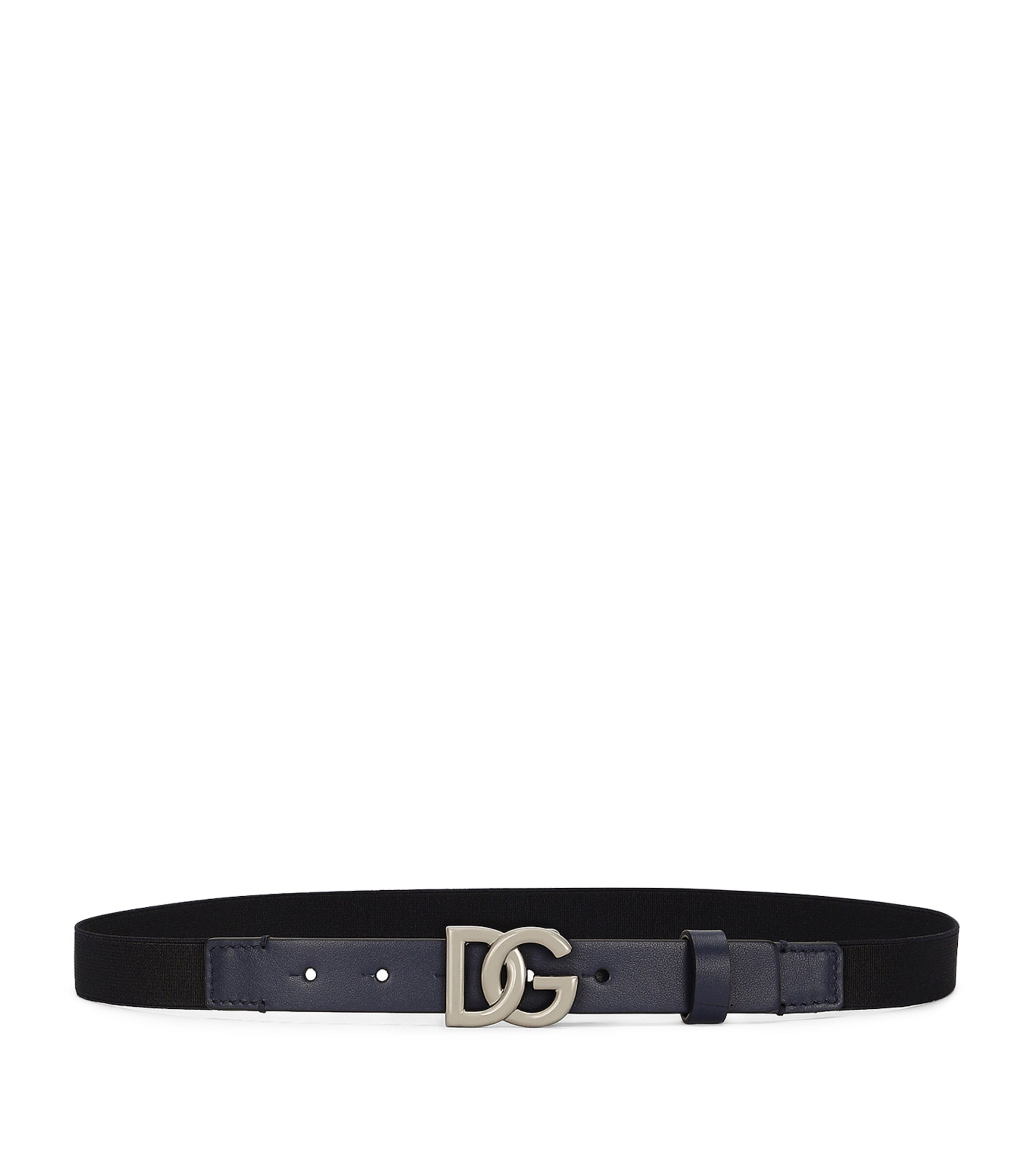 Shop Dolce & Gabbana Calfskin Elasticated Logo Belt