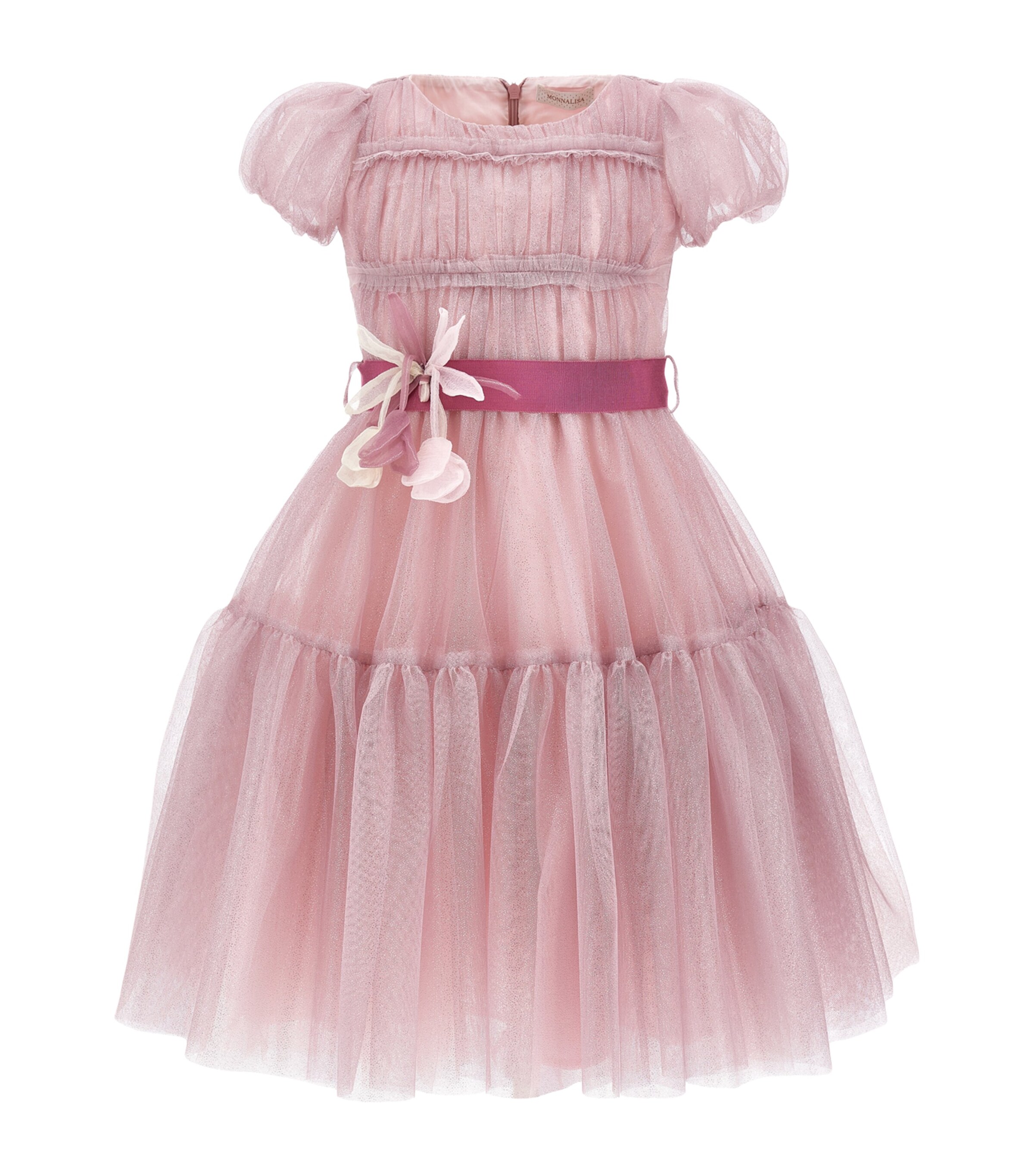 Monnalisa Glitter-detail Tulle Dress