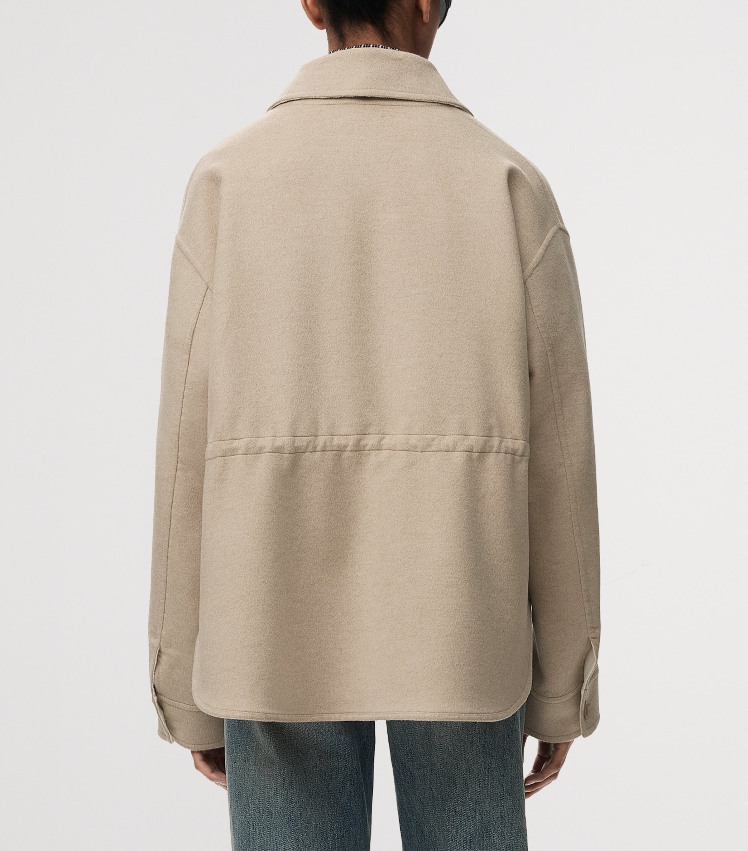 LOEWE Womens Wool-Cashmere Workwear Jacket Beige/white Image 5