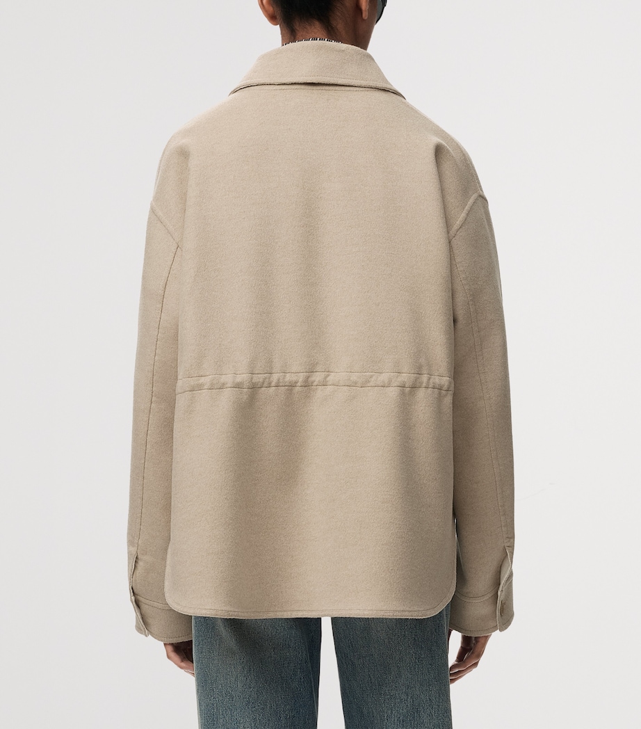 LOEWE Womens Wool-Cashmere Workwear Jacket Beige/white Image 5