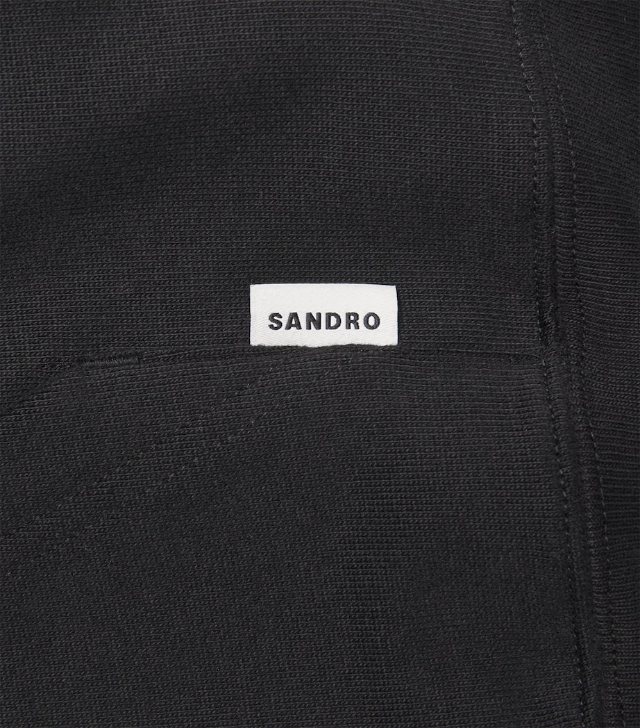 Sandro Paris Mens Oversized Cotton Hoodie Black Image 6