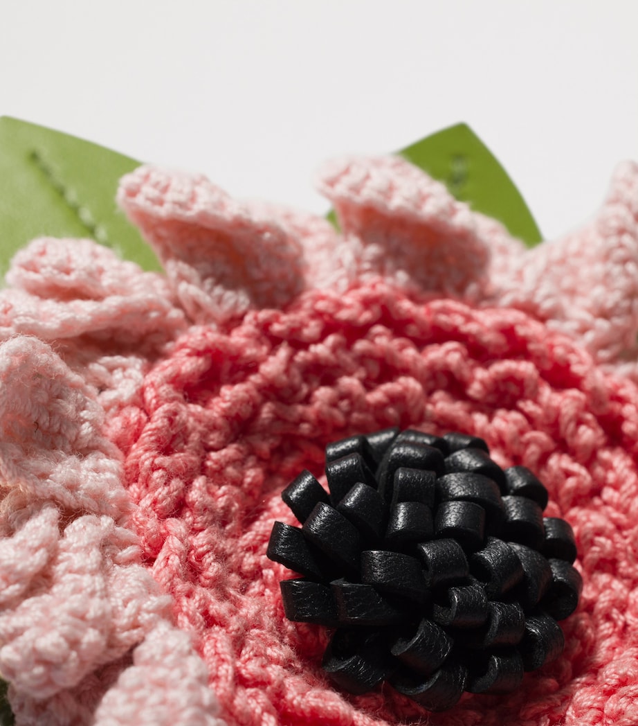 Miu Miu Crochet Flower Keyring Pink Image 2