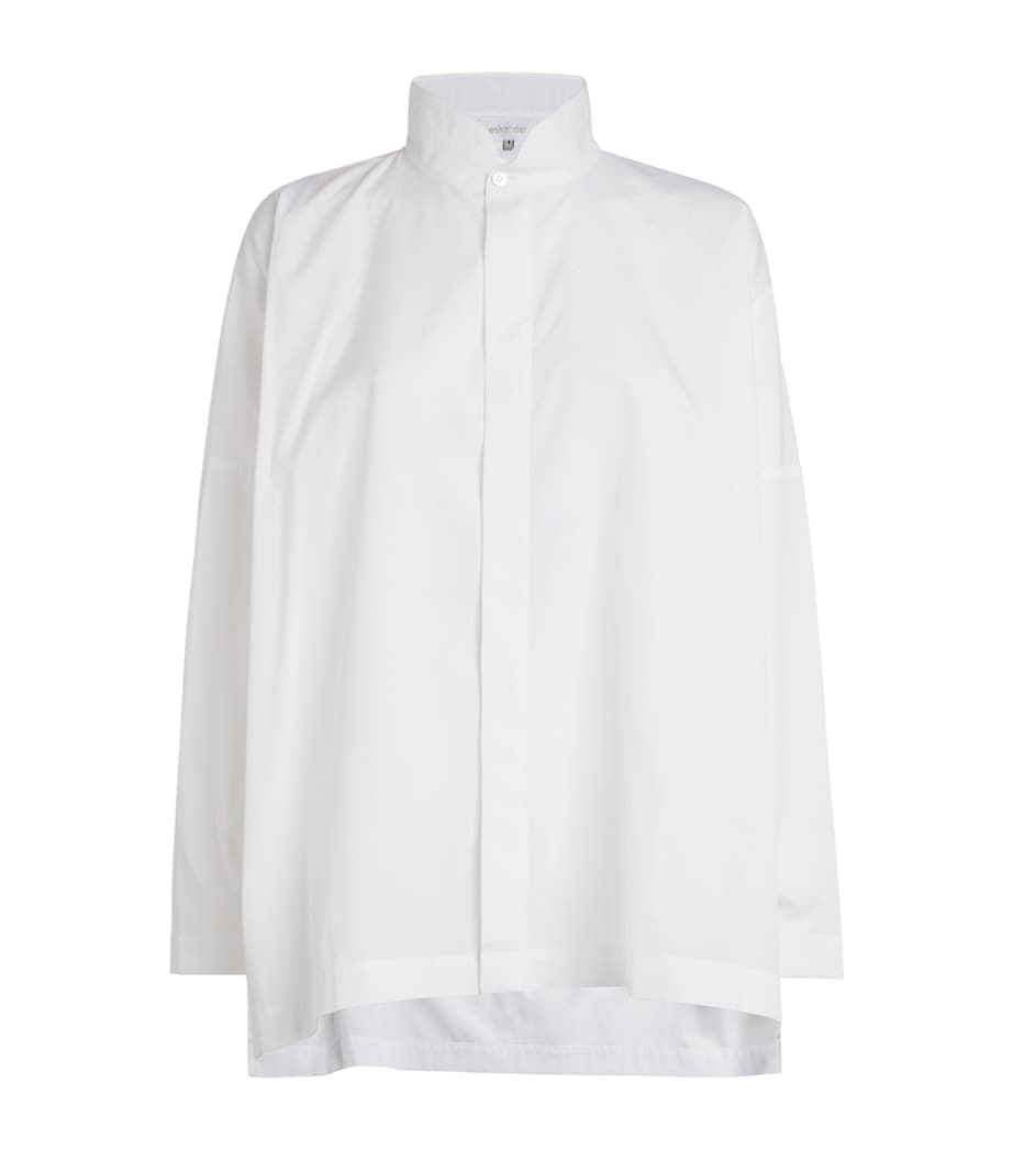 Cotton Stand-Collar Shirt WHITE Image 1