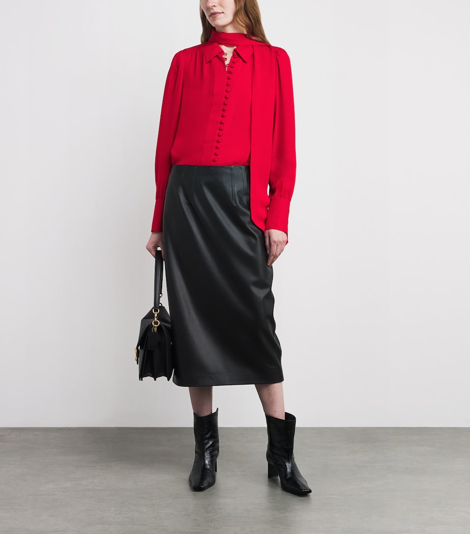 Silk Shirt and Tie TRUE SCARLET RED Image 2