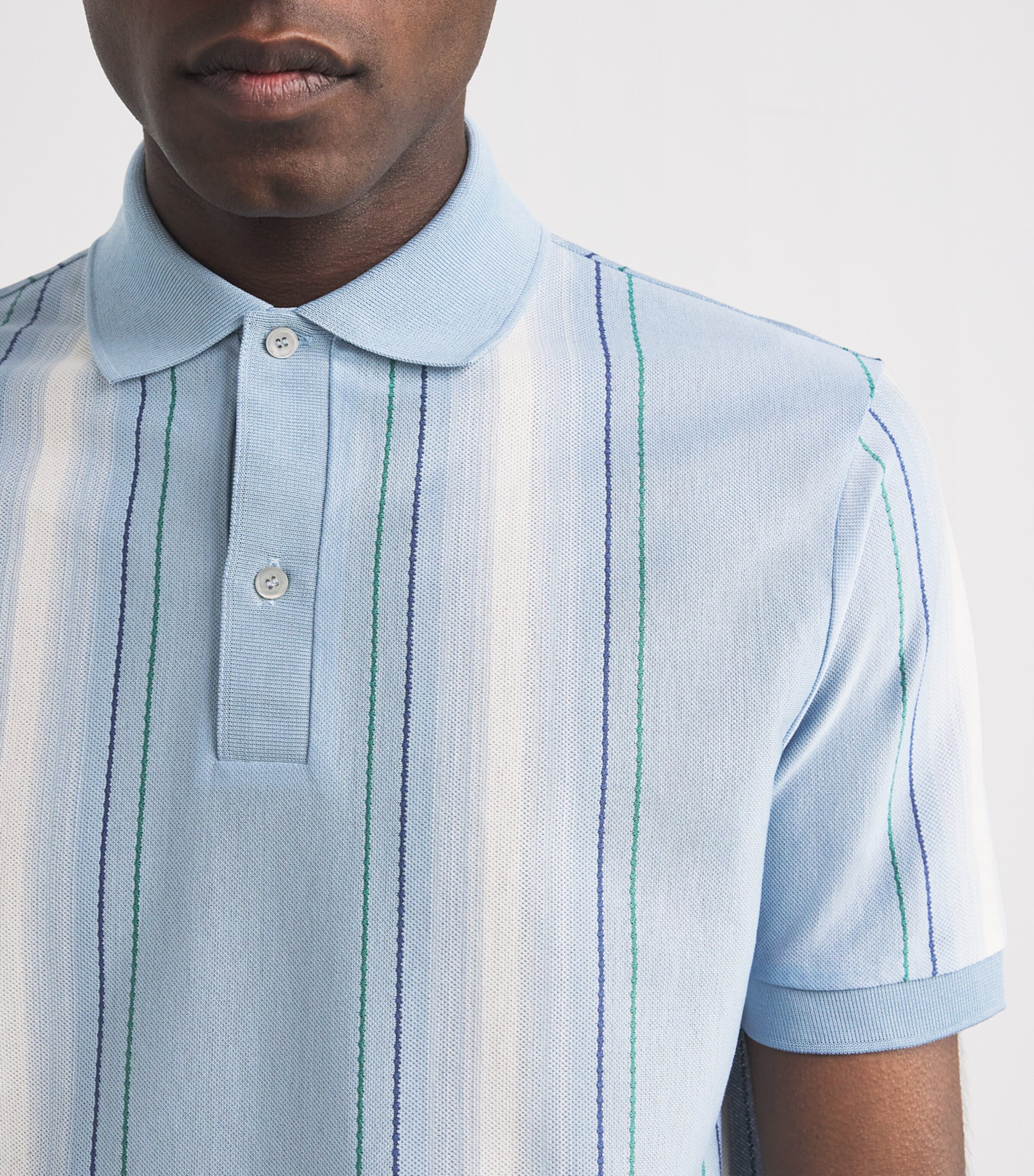 Paul Smith Mens Cotton Stripe Polo Shirt Blue Image 6
