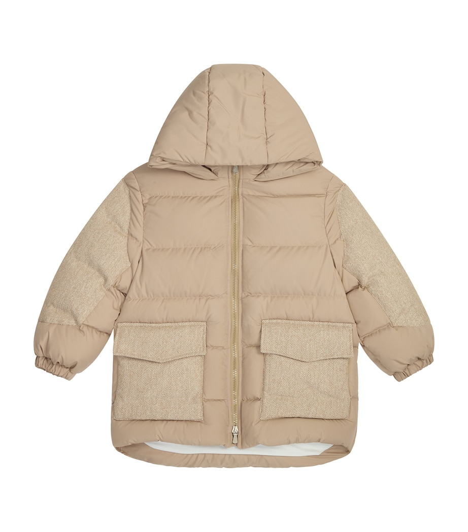 Herringbone-Detail Down Jacket (2-16 Years) 130NUT BROWN Image 1