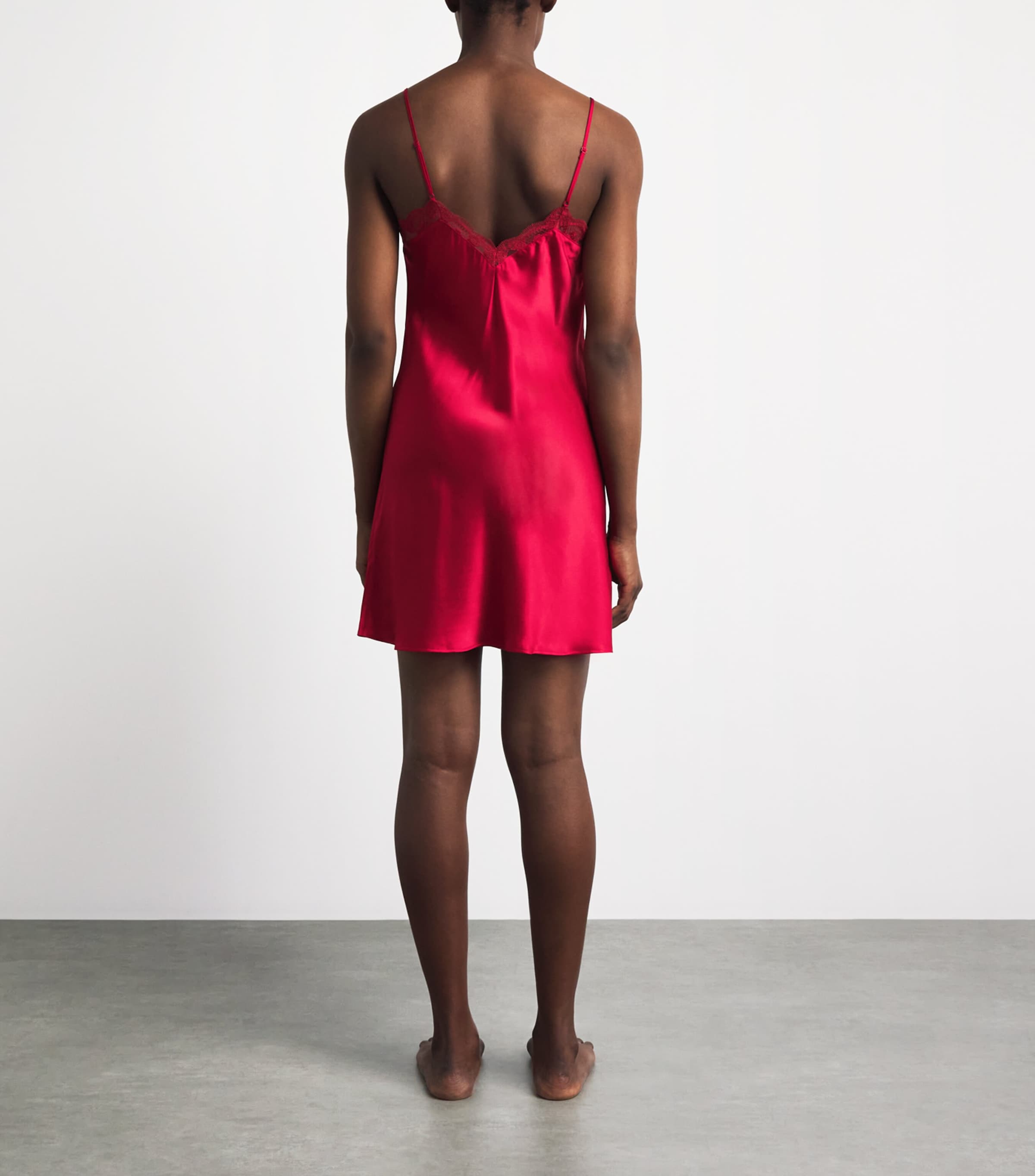 Simone Perele Womens Silk-Blend Love Me Slip Dress Opera Red Image 5
