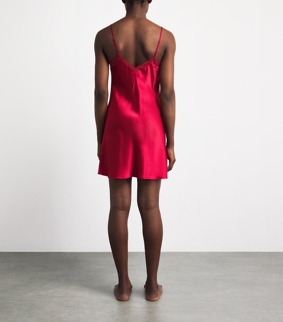 Simone Perele Womens Silk-Blend Love Me Slip Dress Opera Red Image 5