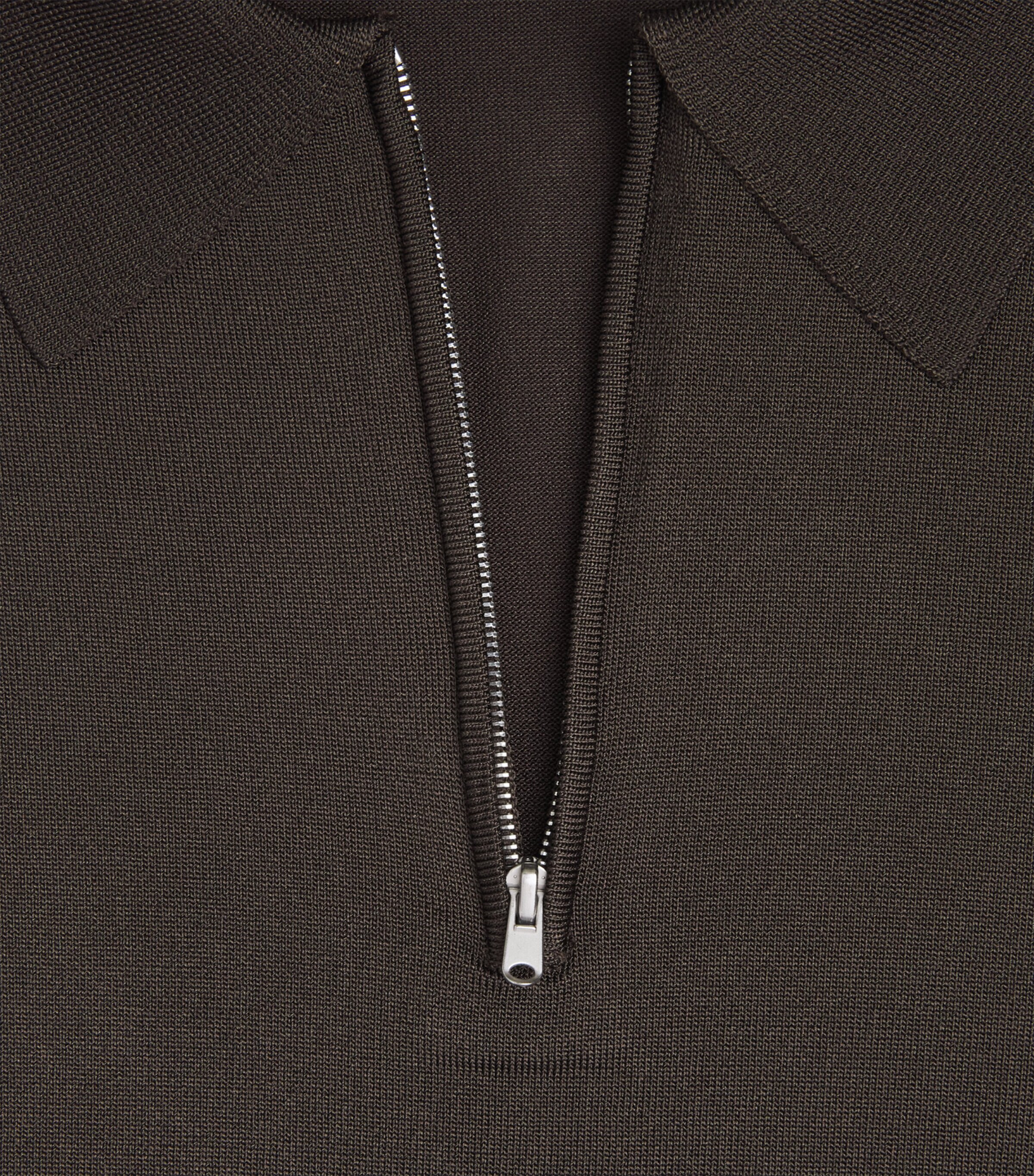 Sandro Paris Mens Zip-Up Polo Shirt Chocolate Image 6