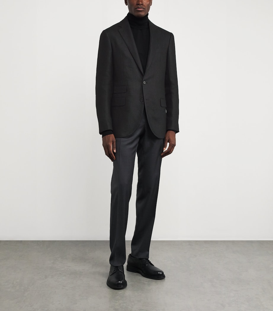 Linen-Silk-Cotton Kent Blazer BLACK Image 2