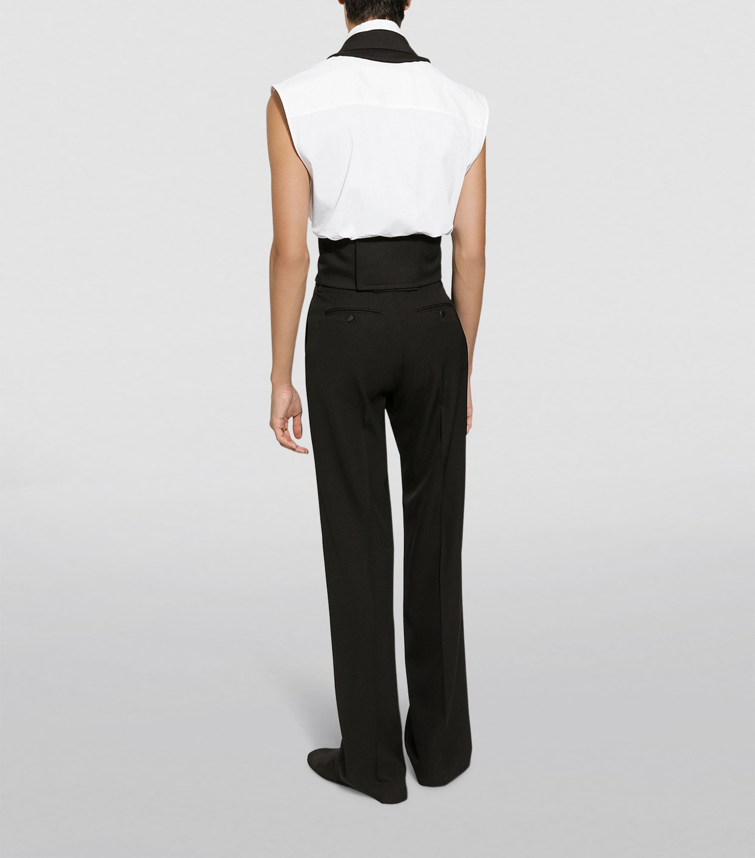 Virgin Wool Tailored Trousers N0000-BLACK Image 3