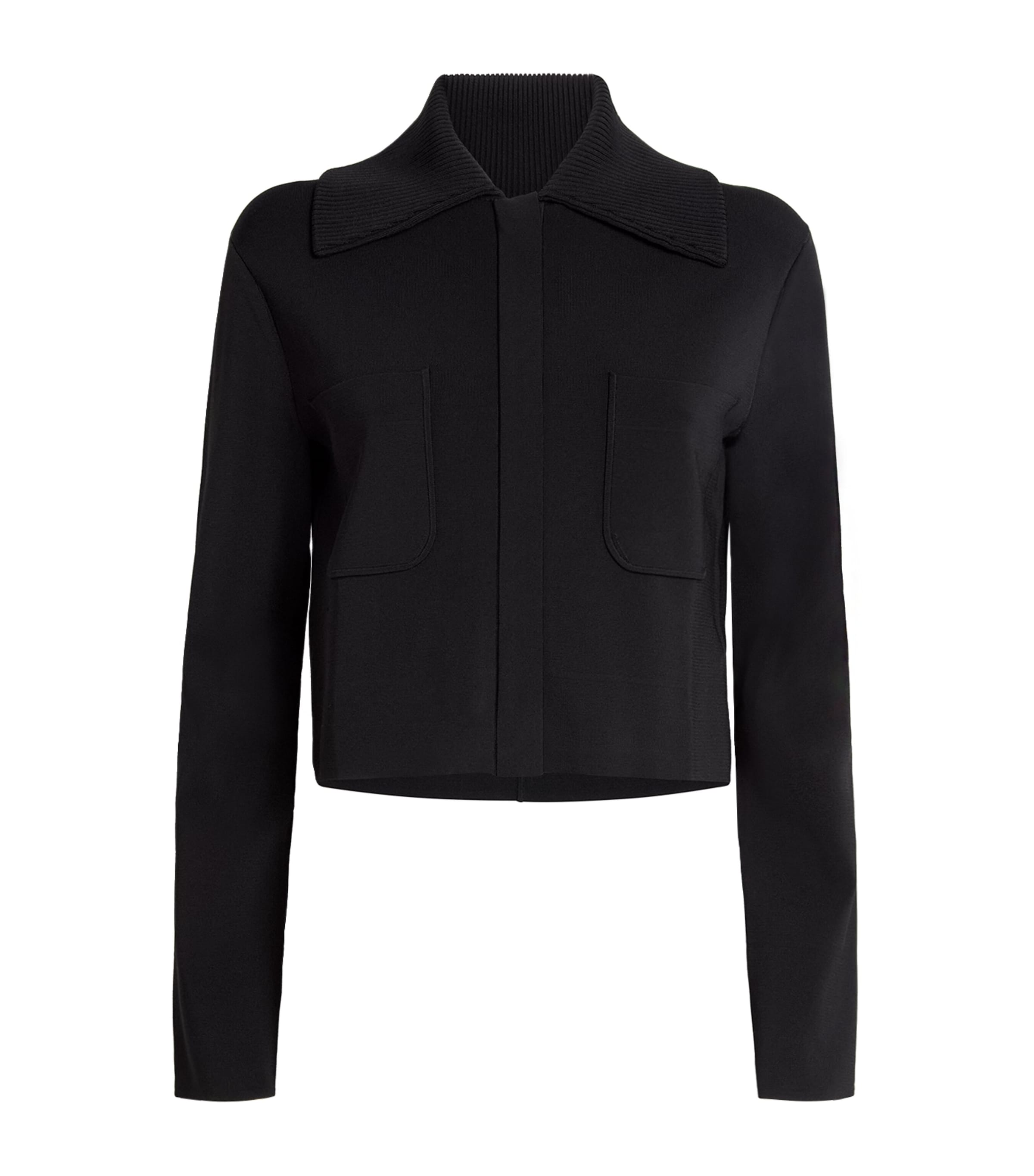 Joseph Milano-knit Collared Jacket In Black