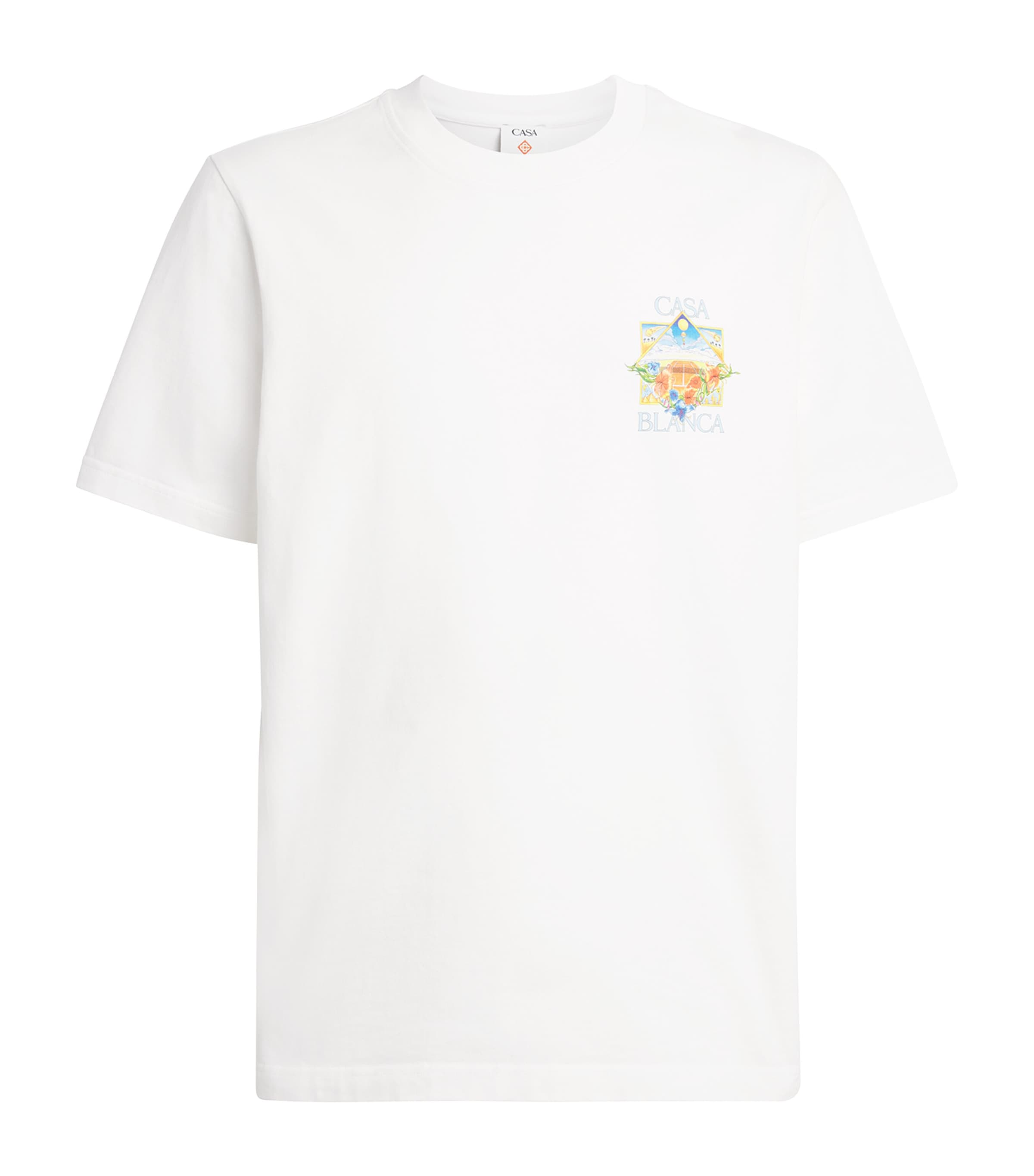 Casablanca Mens Organic Cotton Tennis Logo T-Shirt Flower Court Icon Image 1