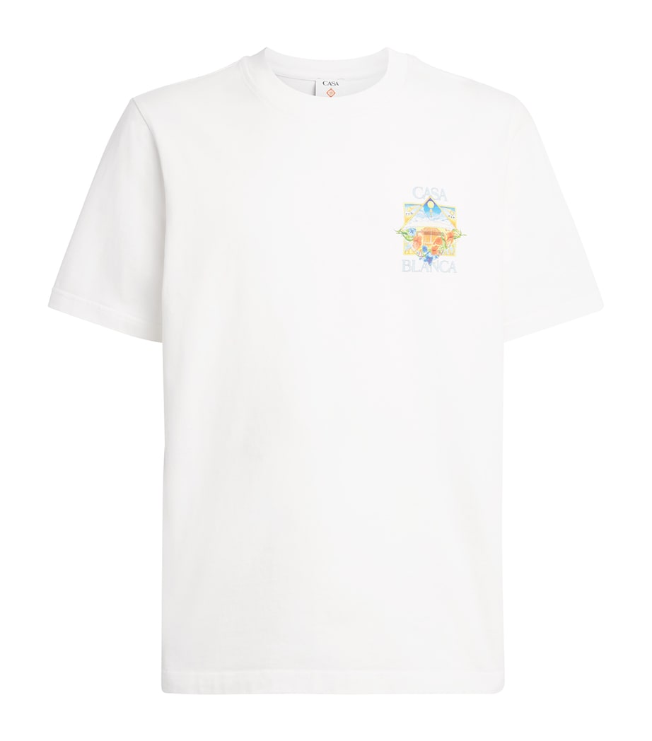 Casablanca Mens Organic Cotton Tennis Logo T-Shirt Flower Court Icon Image 1