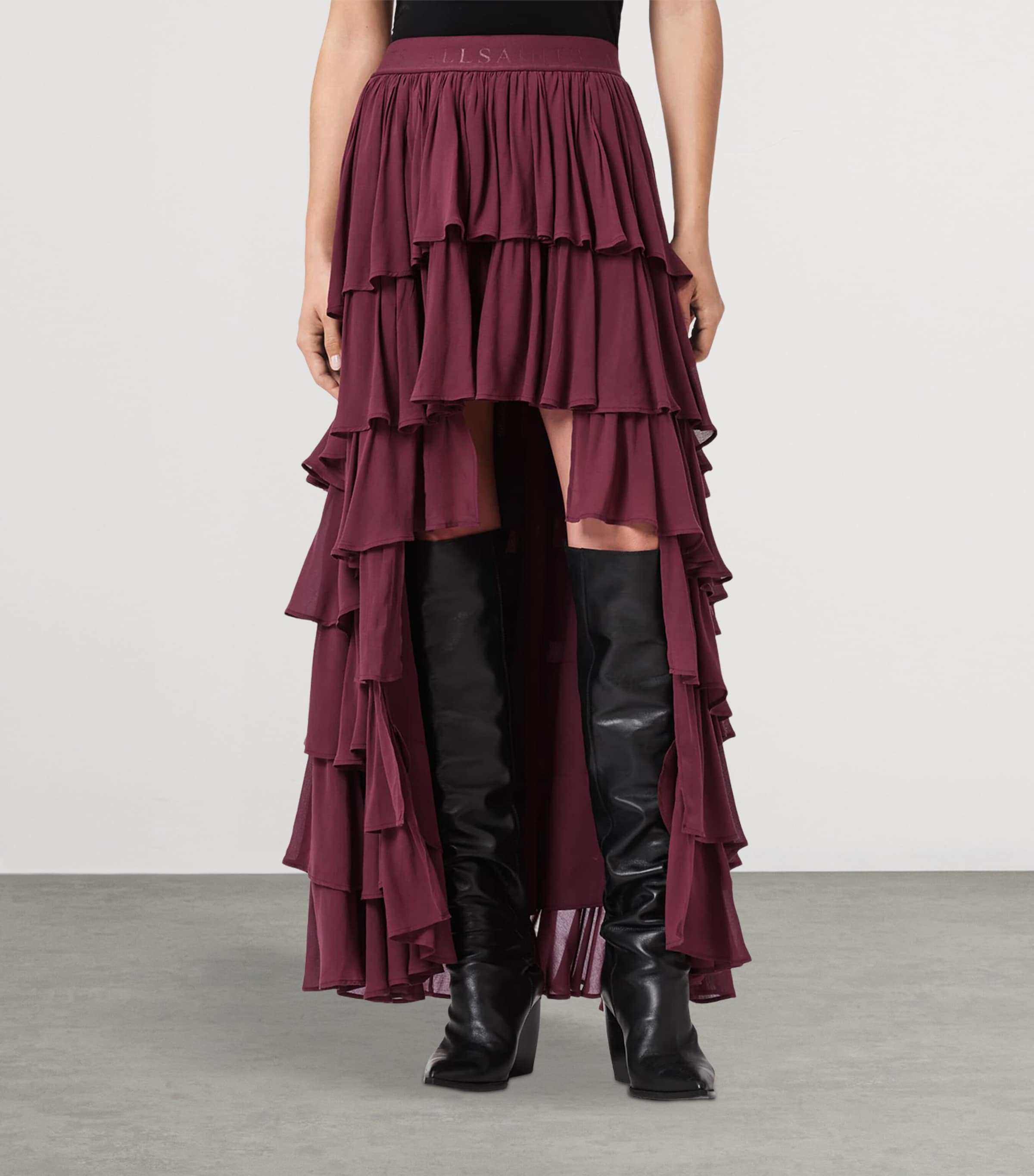 Ruffle Cavarly Maxi Skirt TAWNY PORT RED Image 5
