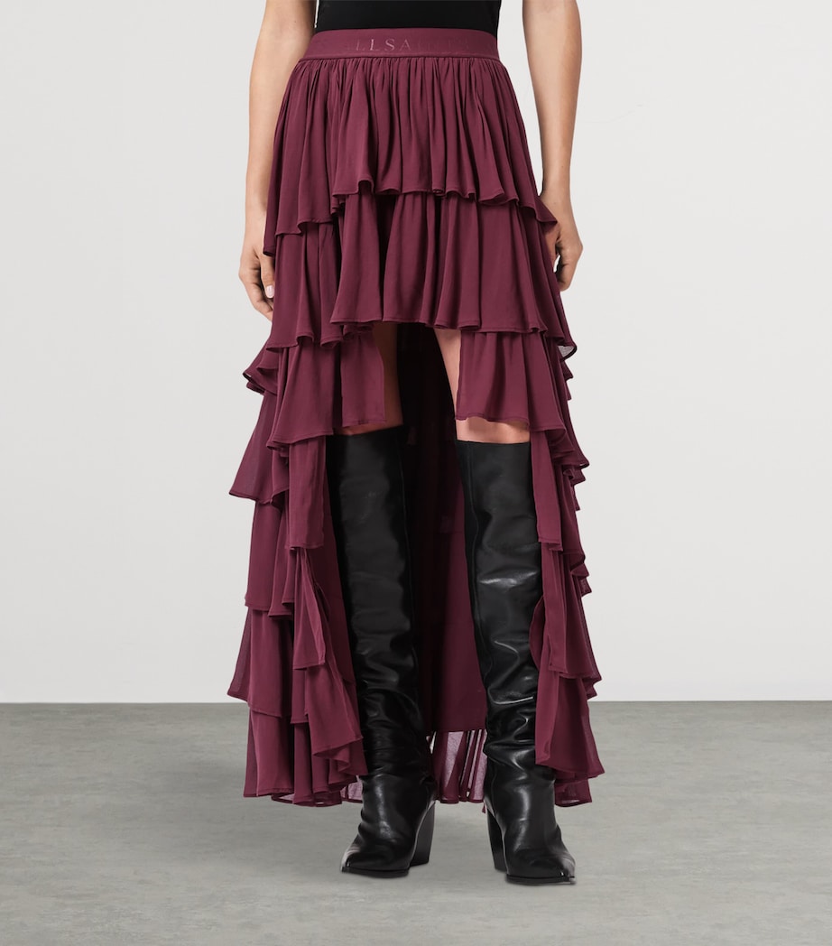 Ruffle Cavarly Maxi Skirt TAWNY PORT RED Image 5