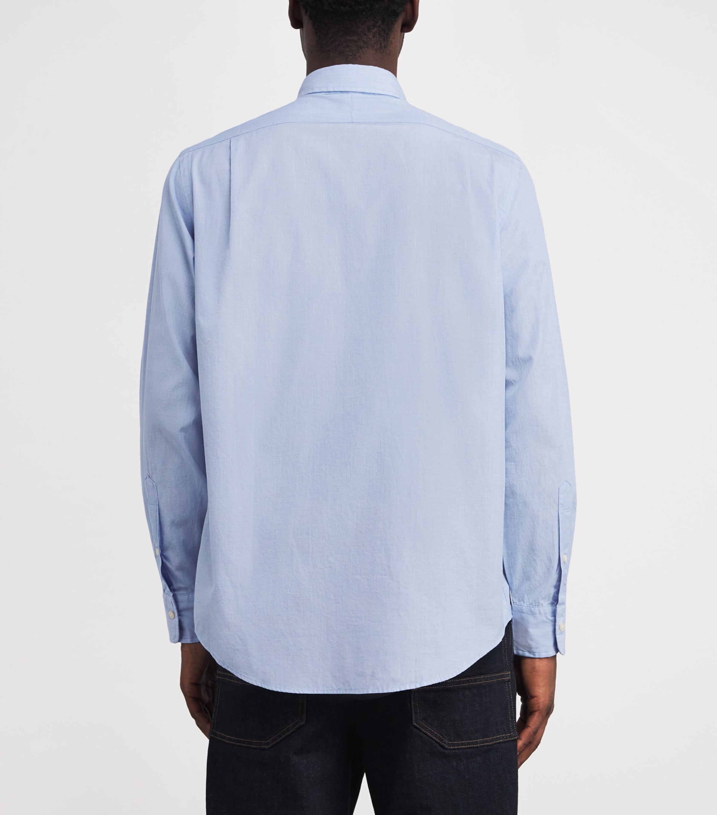 Cotton End-on-End Shirt BLUE WHITE Image 4