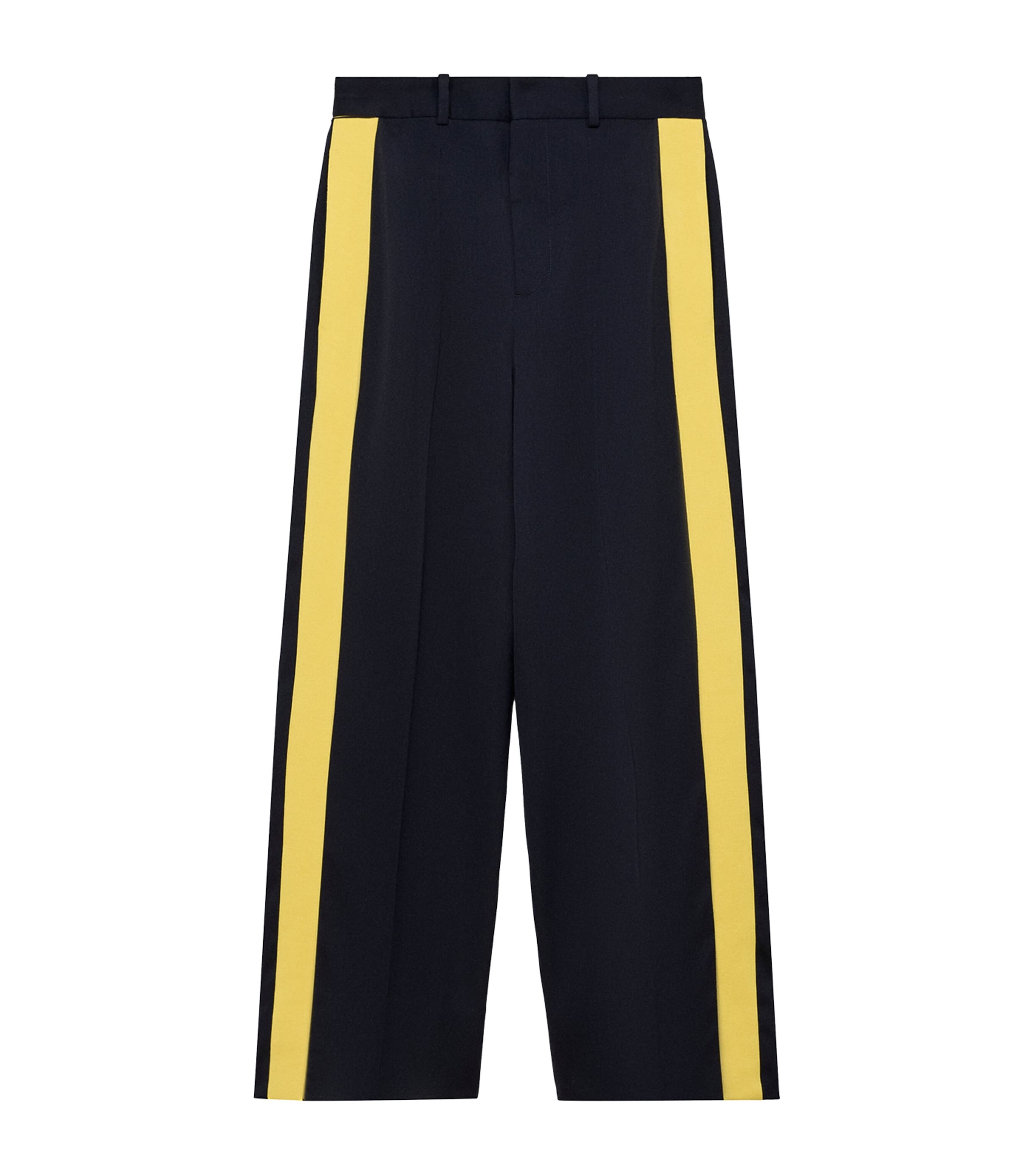 LOEWE Mens Wool-Blend Stripe Trousers Navy/yellow Image 1